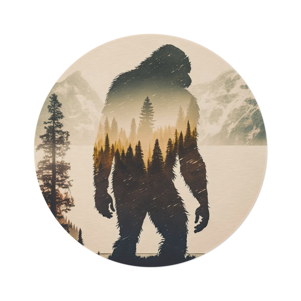 Bigfoot, Bigfoot rug,  carpet, Bigfoot gifts, sasquatch, bigfoot gift, bigfoot gear, round Rug