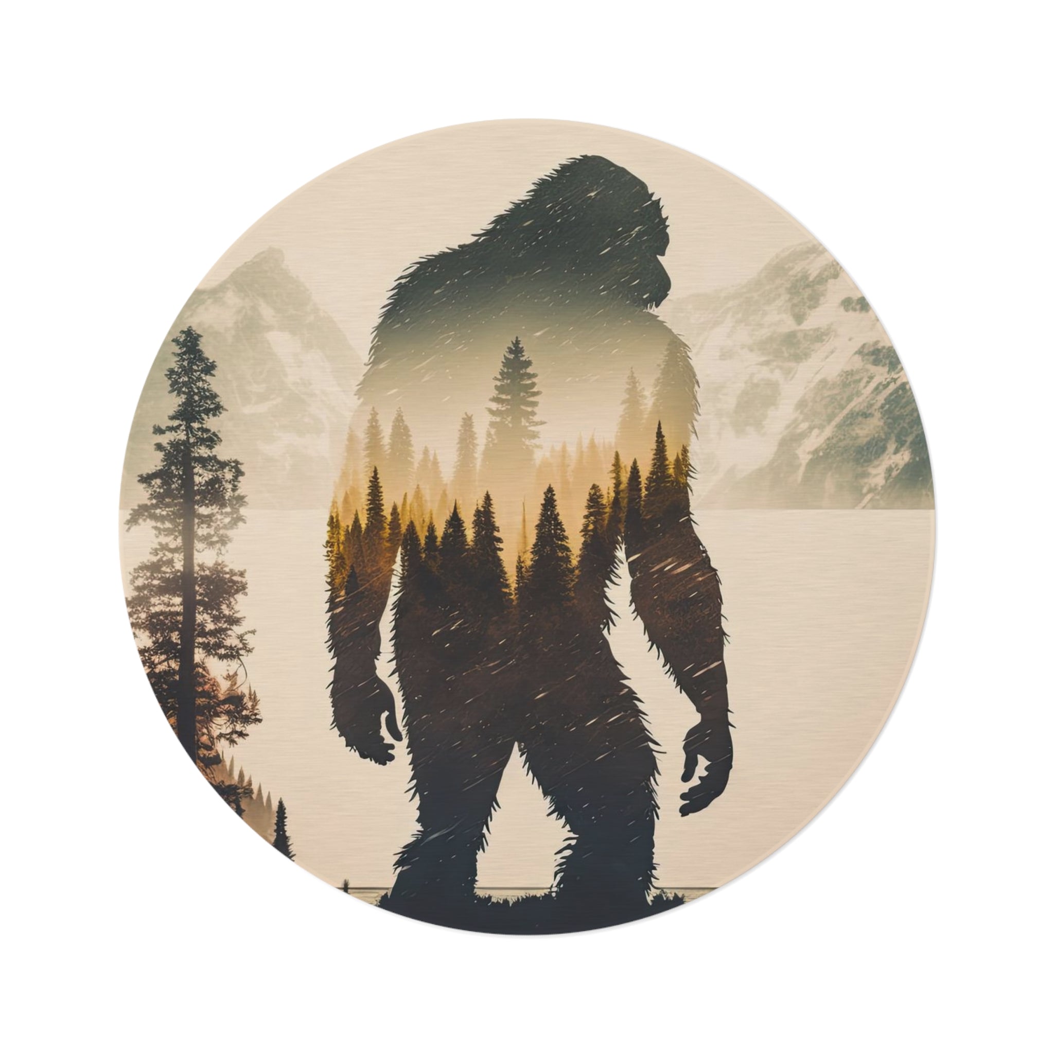 Bigfoot, Bigfoot rug,  carpet, Bigfoot gifts, sasquatch, bigfoot gift, bigfoot gear, round Rug