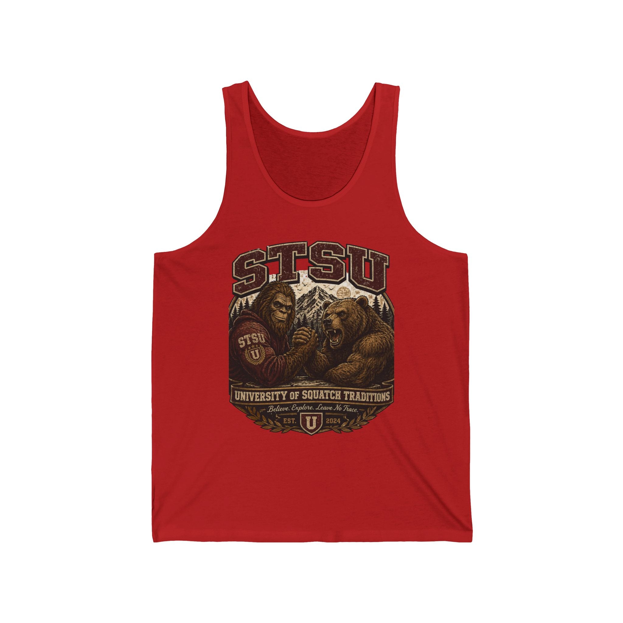 STSU Squatchitis & Bear Tank Top | Sasquatch Bigfoot Forest Humor