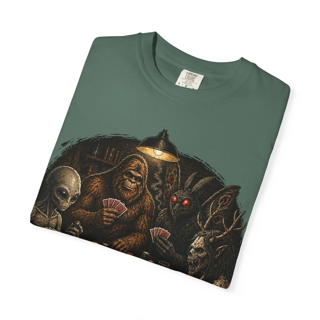 Cryptid Poker T-Shirt — Bigfoot & Legends Playing Cards