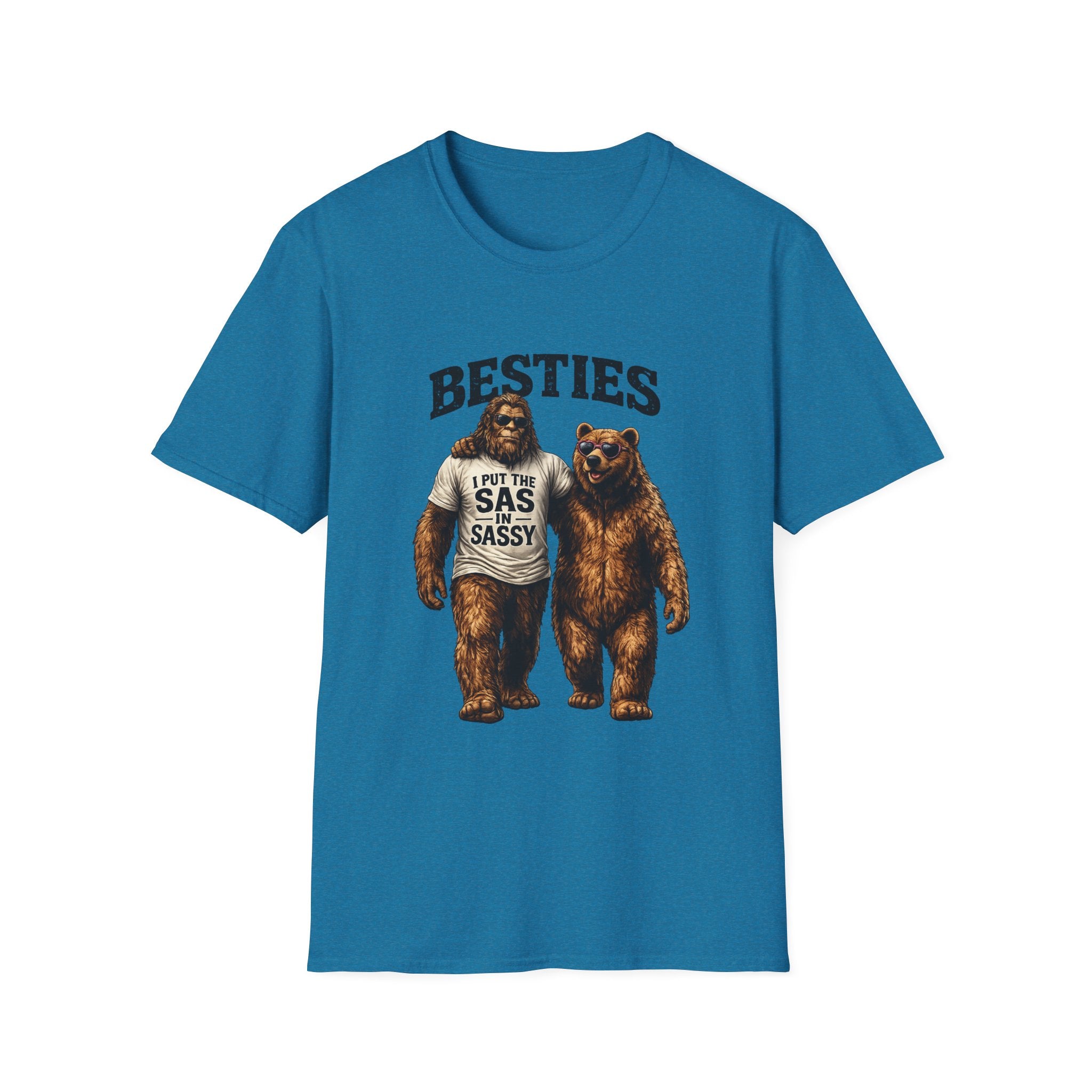 Bigfoot and Bear Besties T-Shirt | Funny Sasquatch Bear Friendship