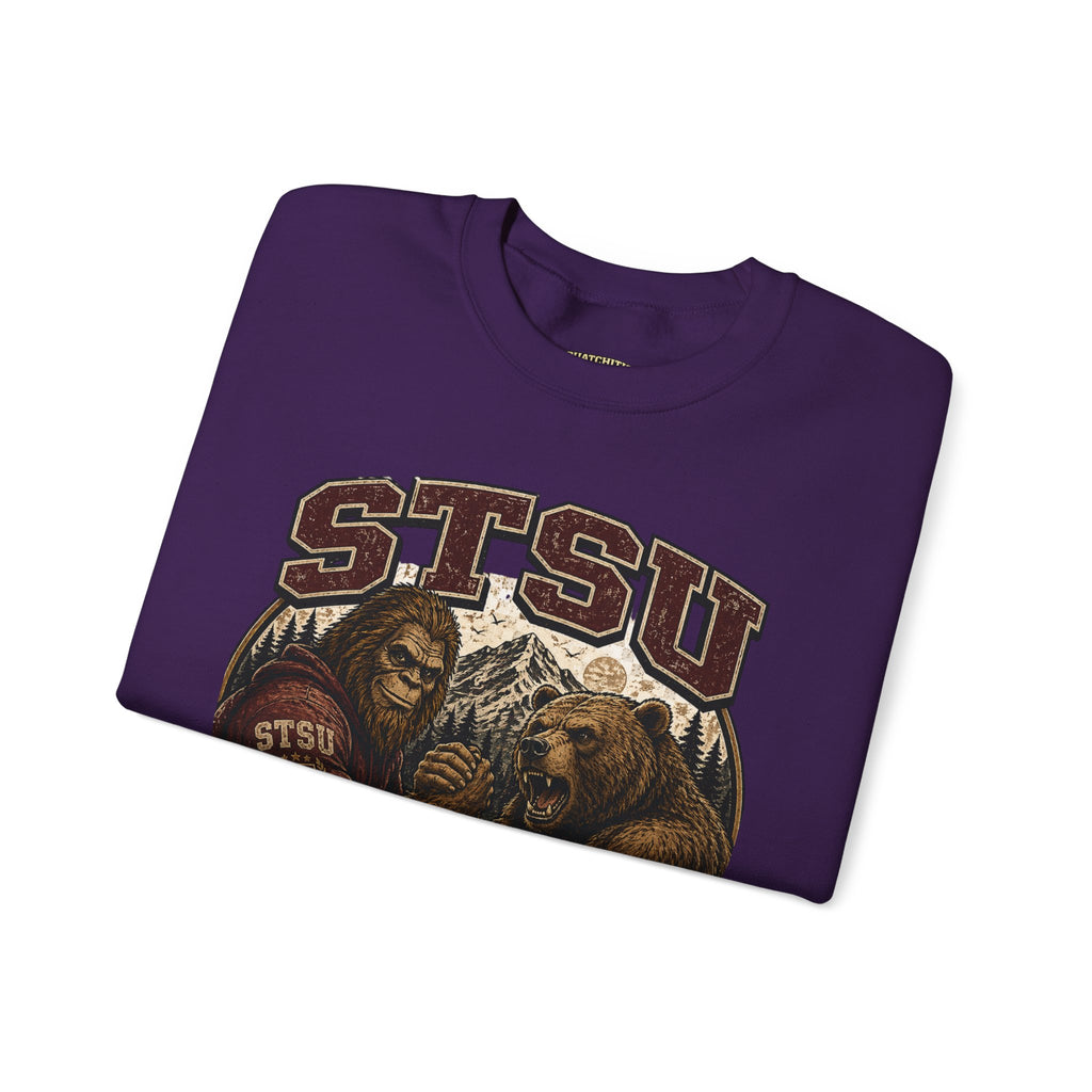 Squatchitis Top Secret University Bigfoot & Bear Crewneck Sweatshirt