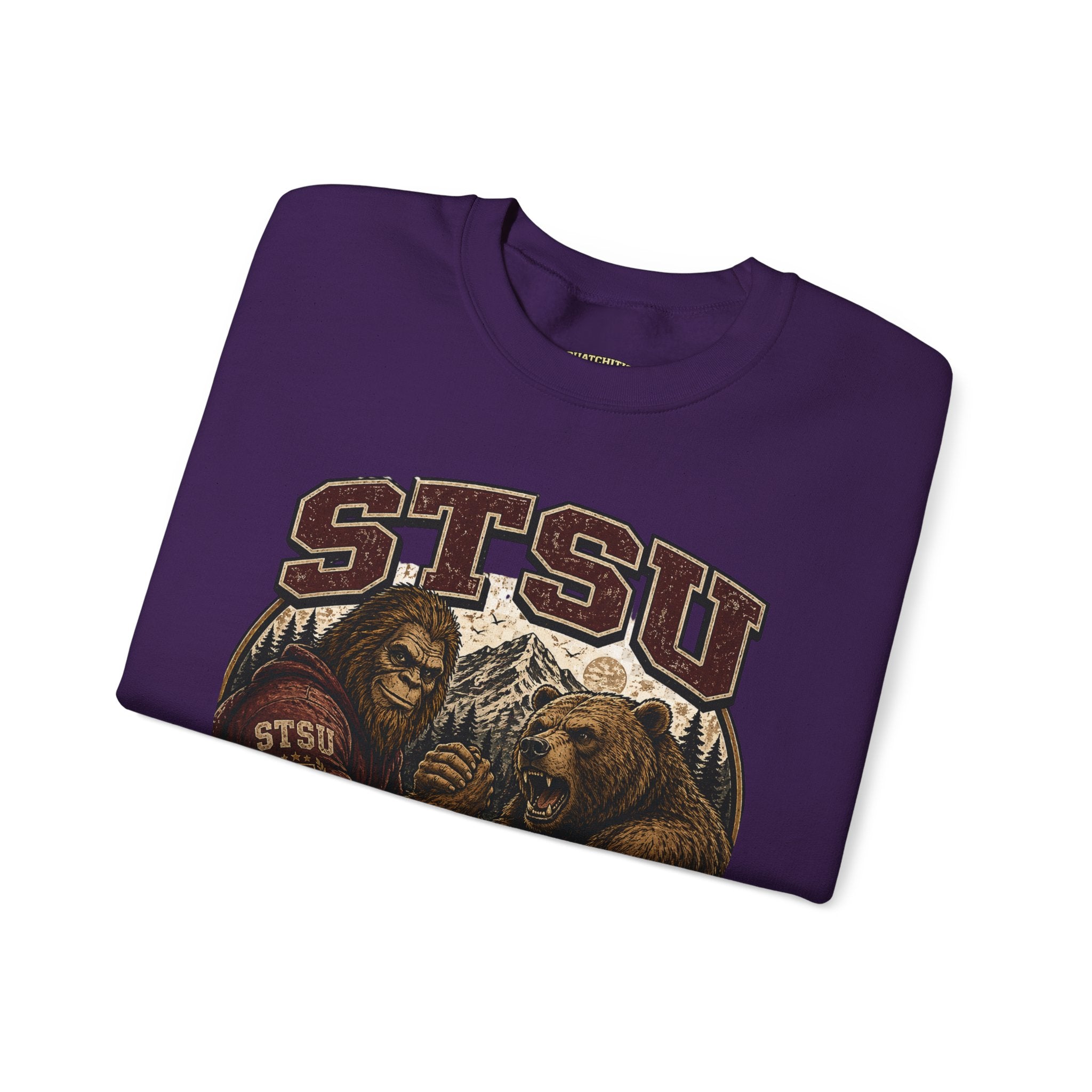 Squatchitis Top Secret University Bigfoot & Bear Crewneck Sweatshirt