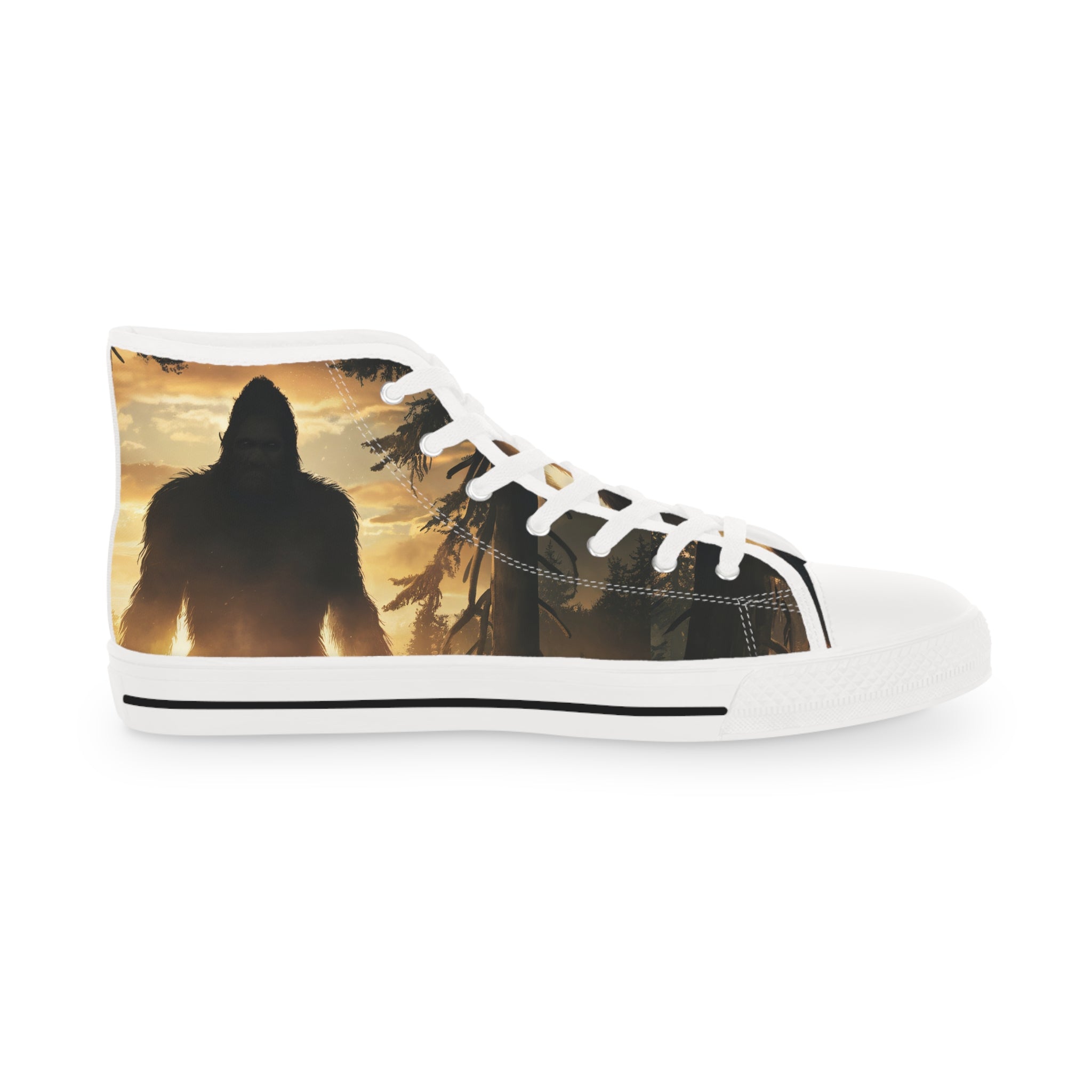 Bigfoot Forest Sneakers Men's High Top Sneakers | Sasquatch Woodland Design