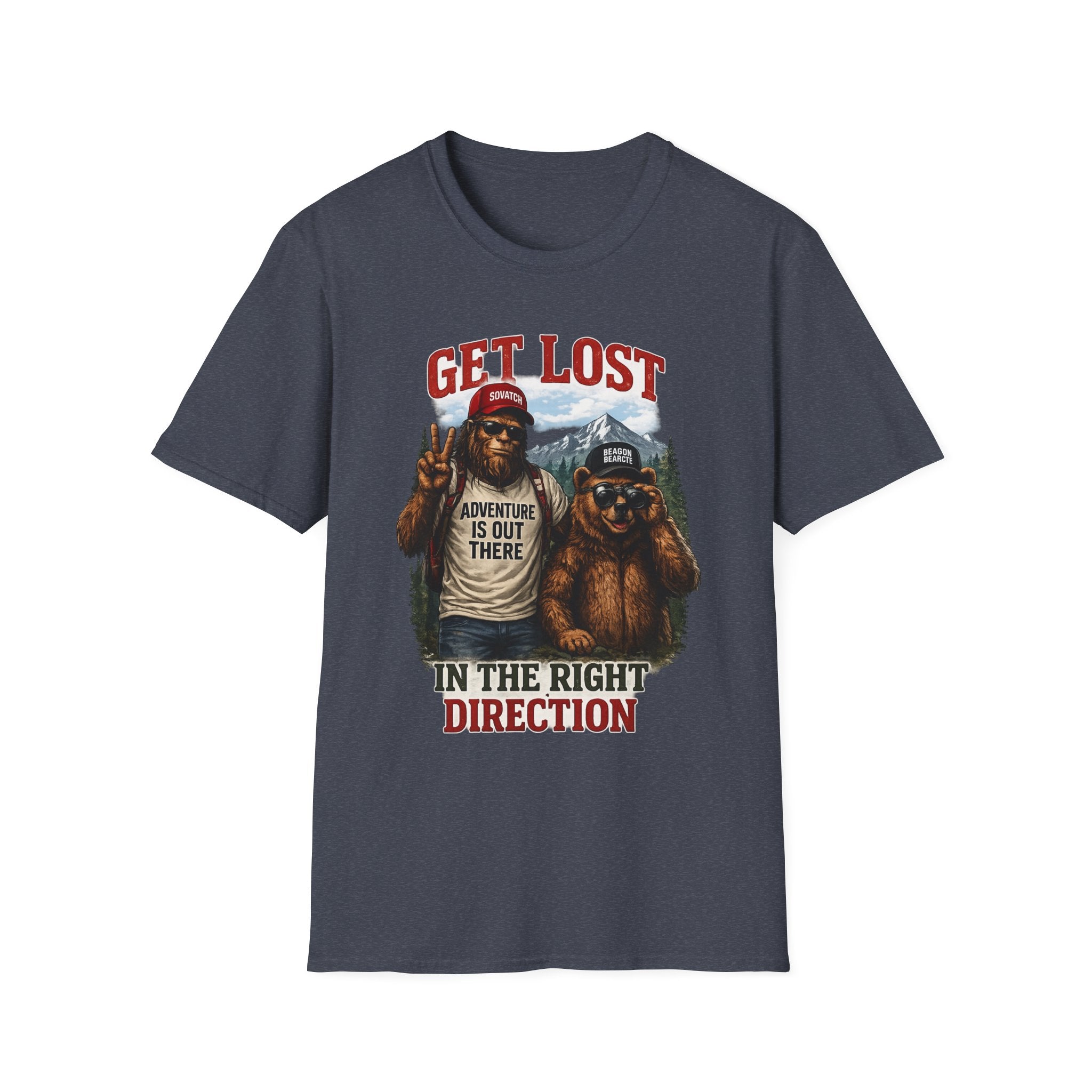 Lost in the Right Direction Bigfoot with Bear Buddy T-Shirt