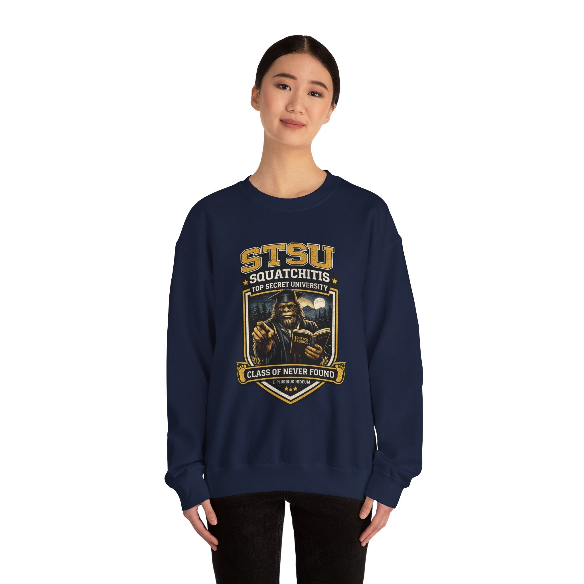 Squatchitis Top Secret University Sweatshirt | Sasquatch College Logo