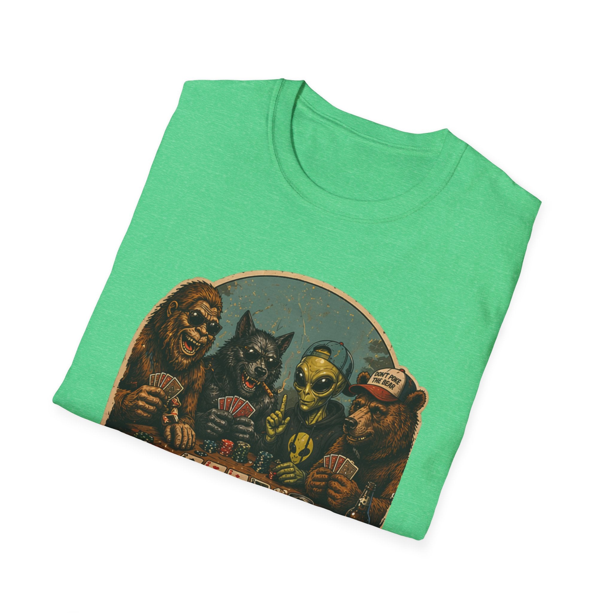 Poker Night - No Humans Allowed - Bigfoot and friends T-Shirt