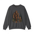 Bigfoot and Boy Walking Through Woods Sweatshirt | Sasquatch Woodland Design
