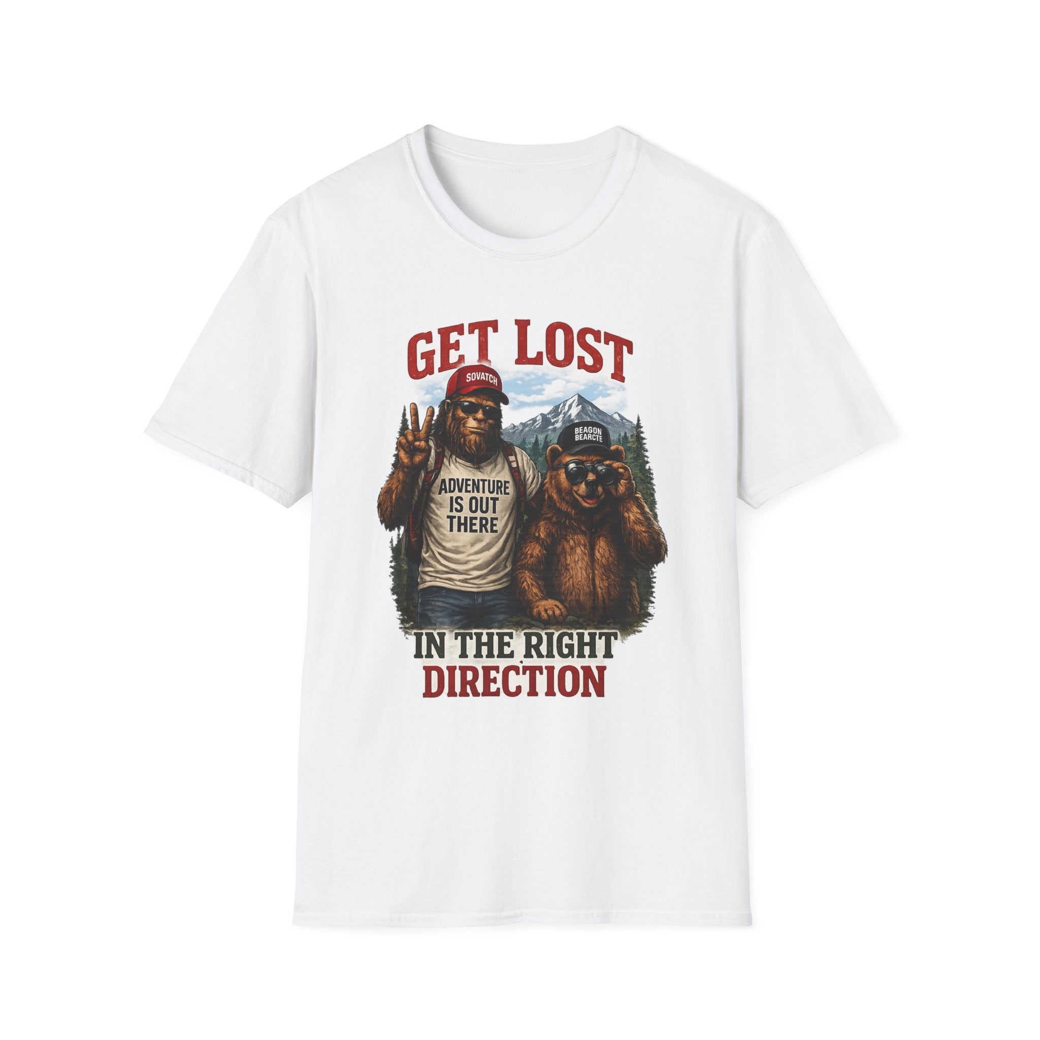 Lost in the Right Direction Bigfoot with Bear Buddy T-Shirt