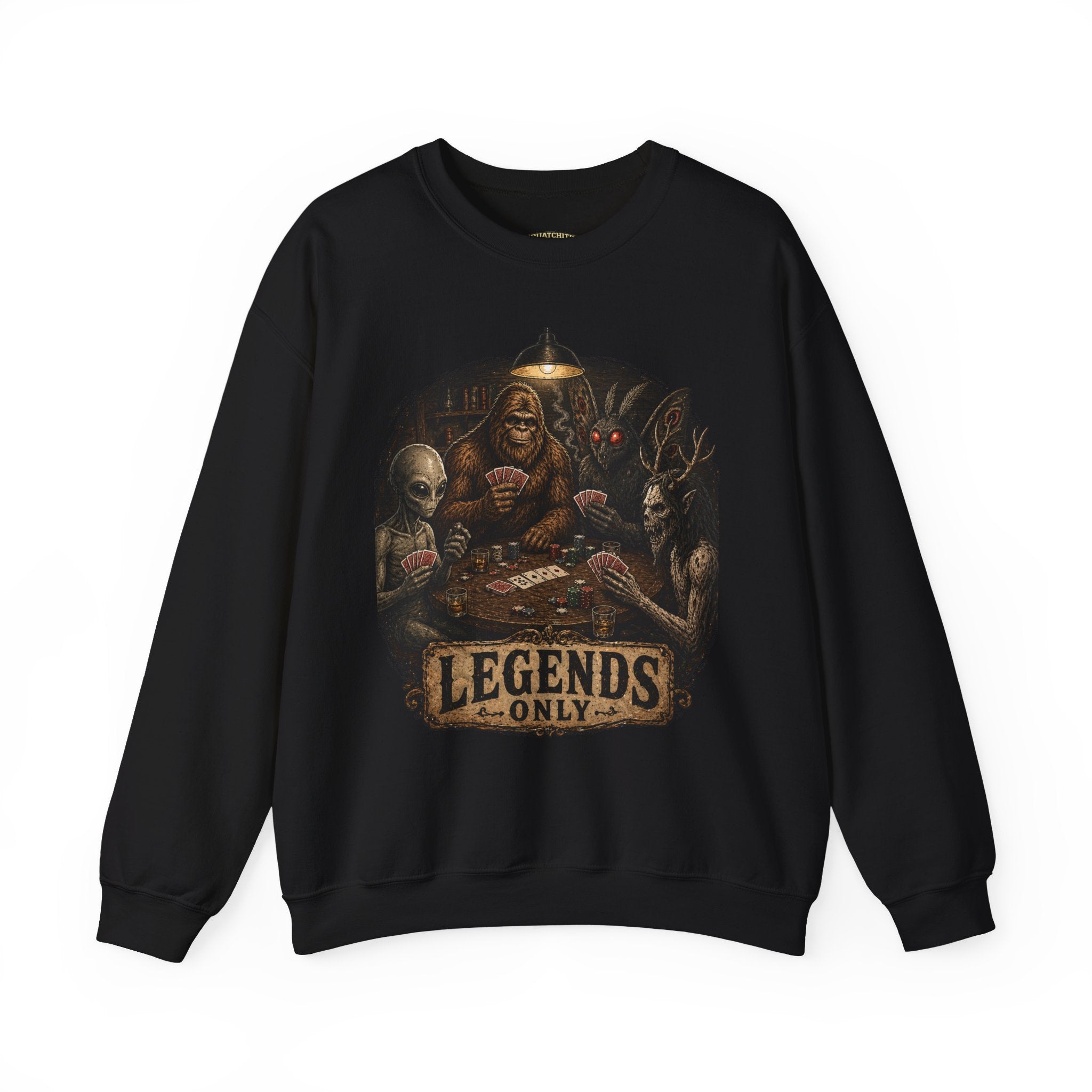 Squatchitis  Bigfoot cryptid poker Gang Crewneck Sweatshirt
