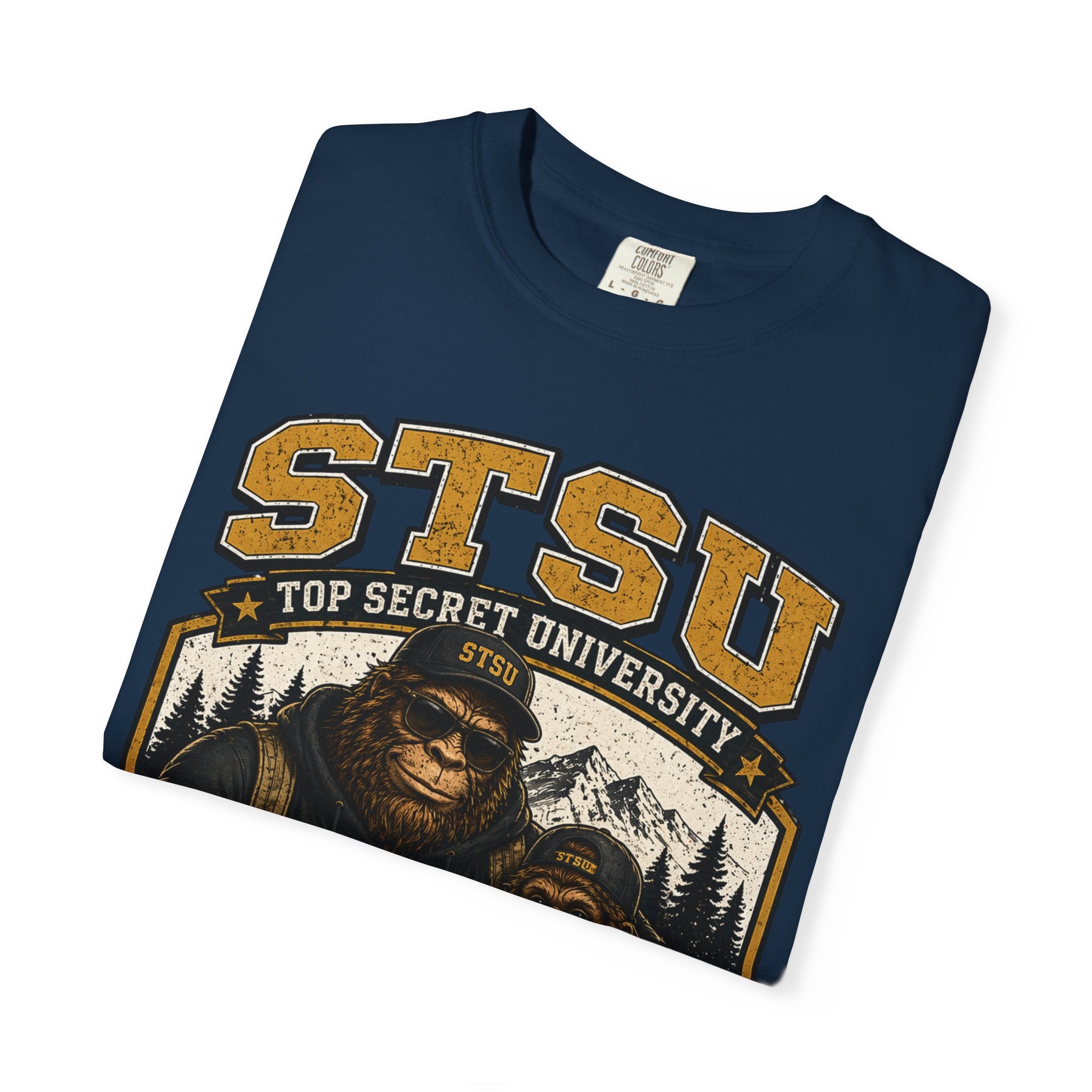 Bigfoot Sasquatch & son University  Shirt | Squatchitis Top Secret College Tee