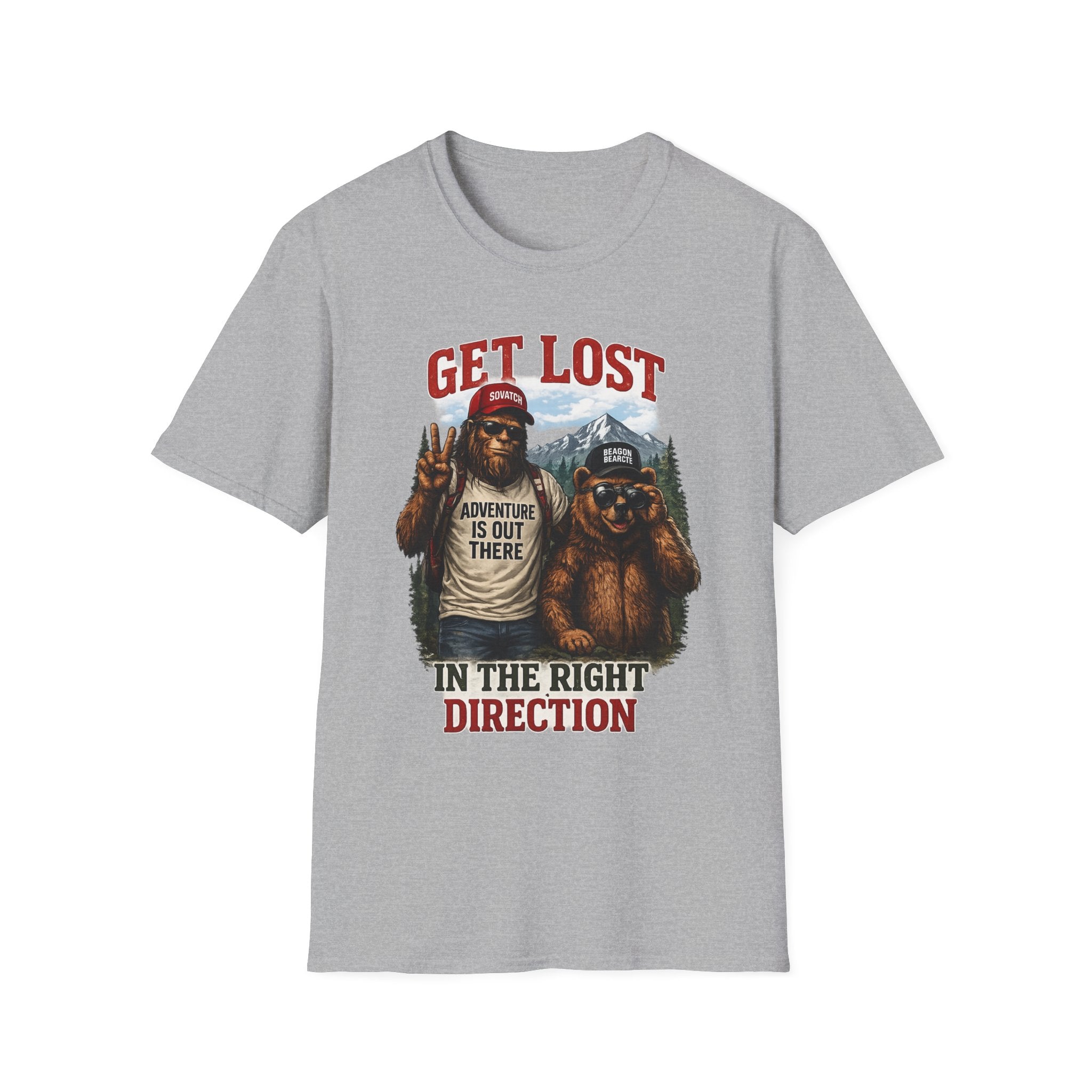 Lost in the Right Direction Bigfoot with Bear Buddy T-Shirt