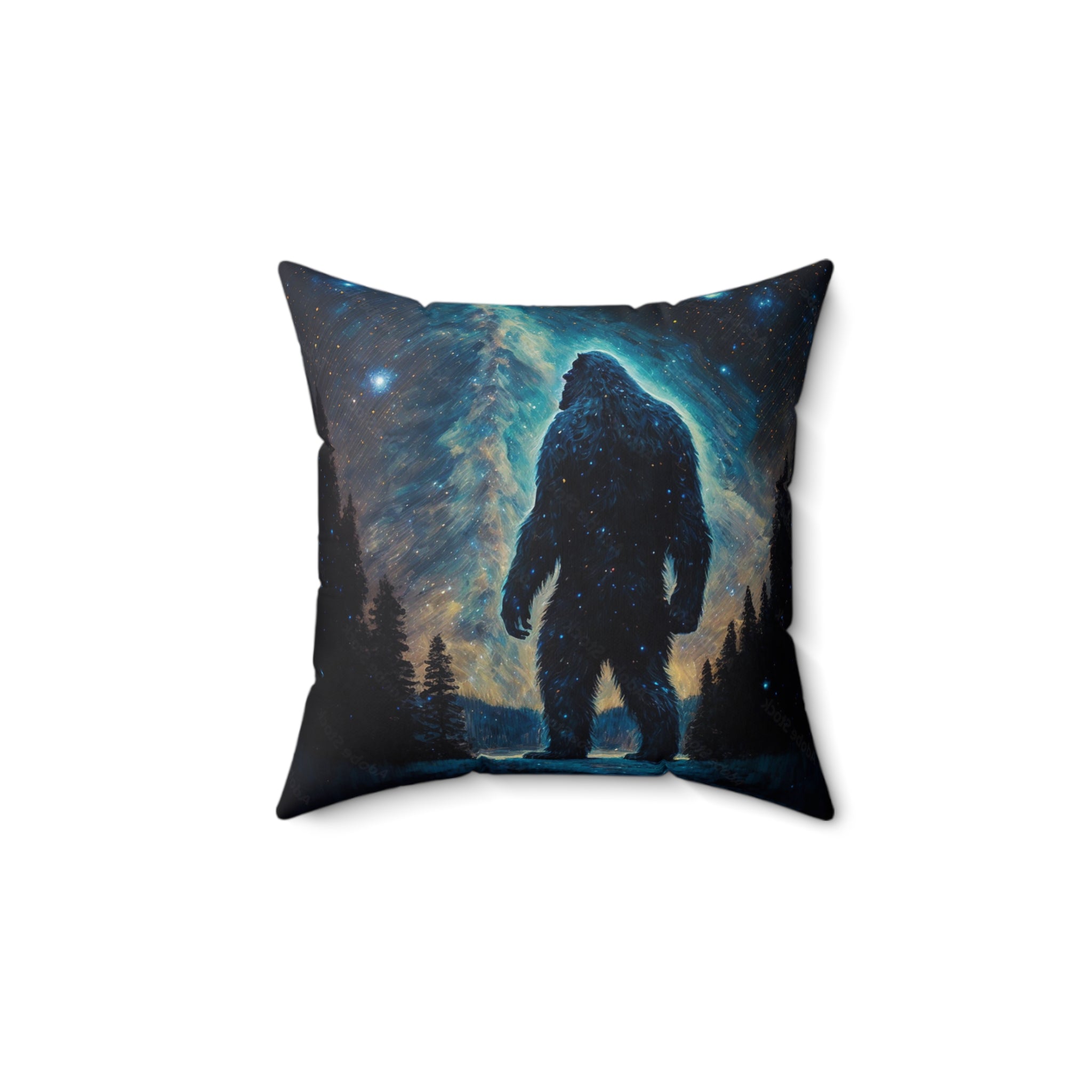 Bigfoot Moon Glow, Faux Suede Square Pillow