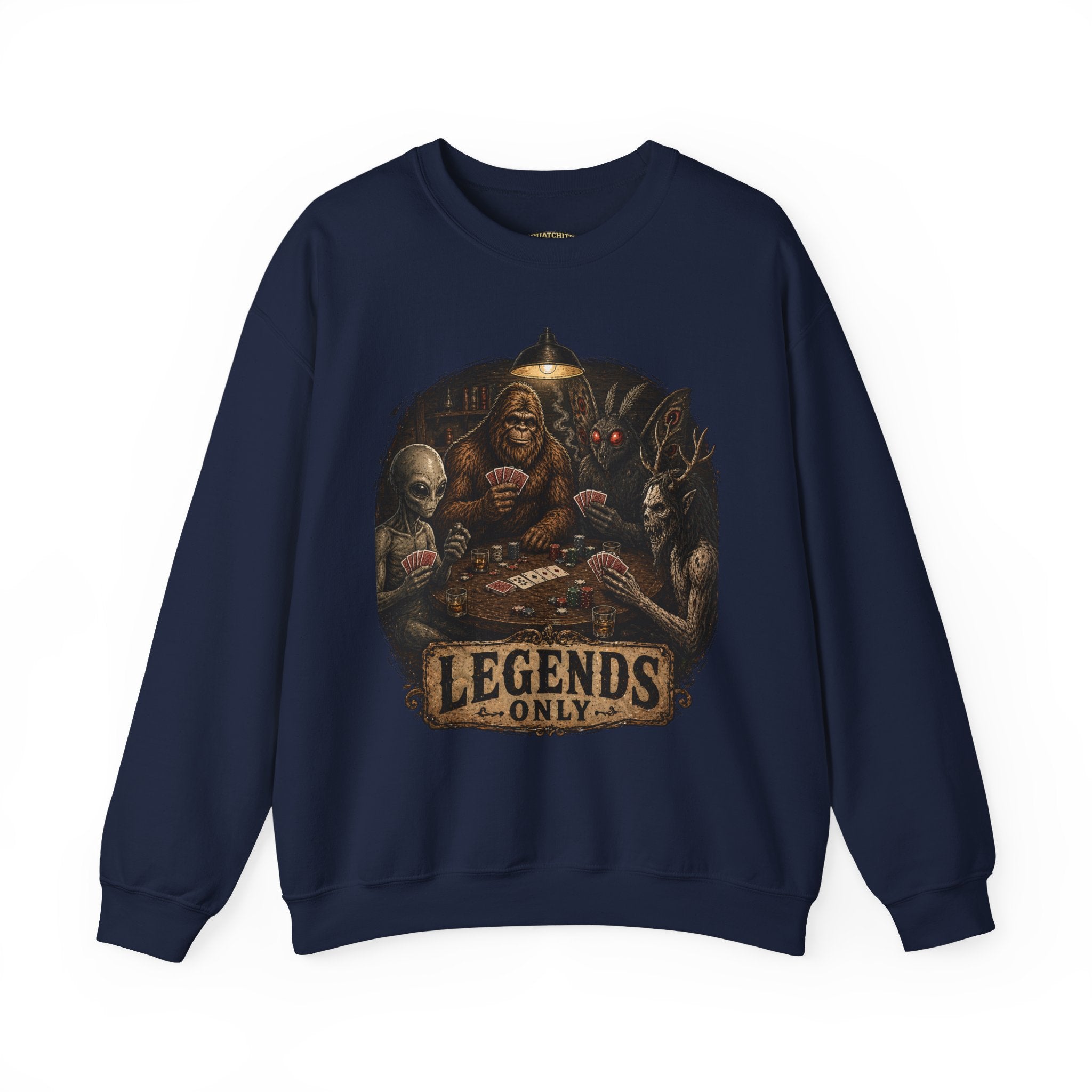 Squatchitis  Bigfoot cryptid poker Gang Crewneck Sweatshirt