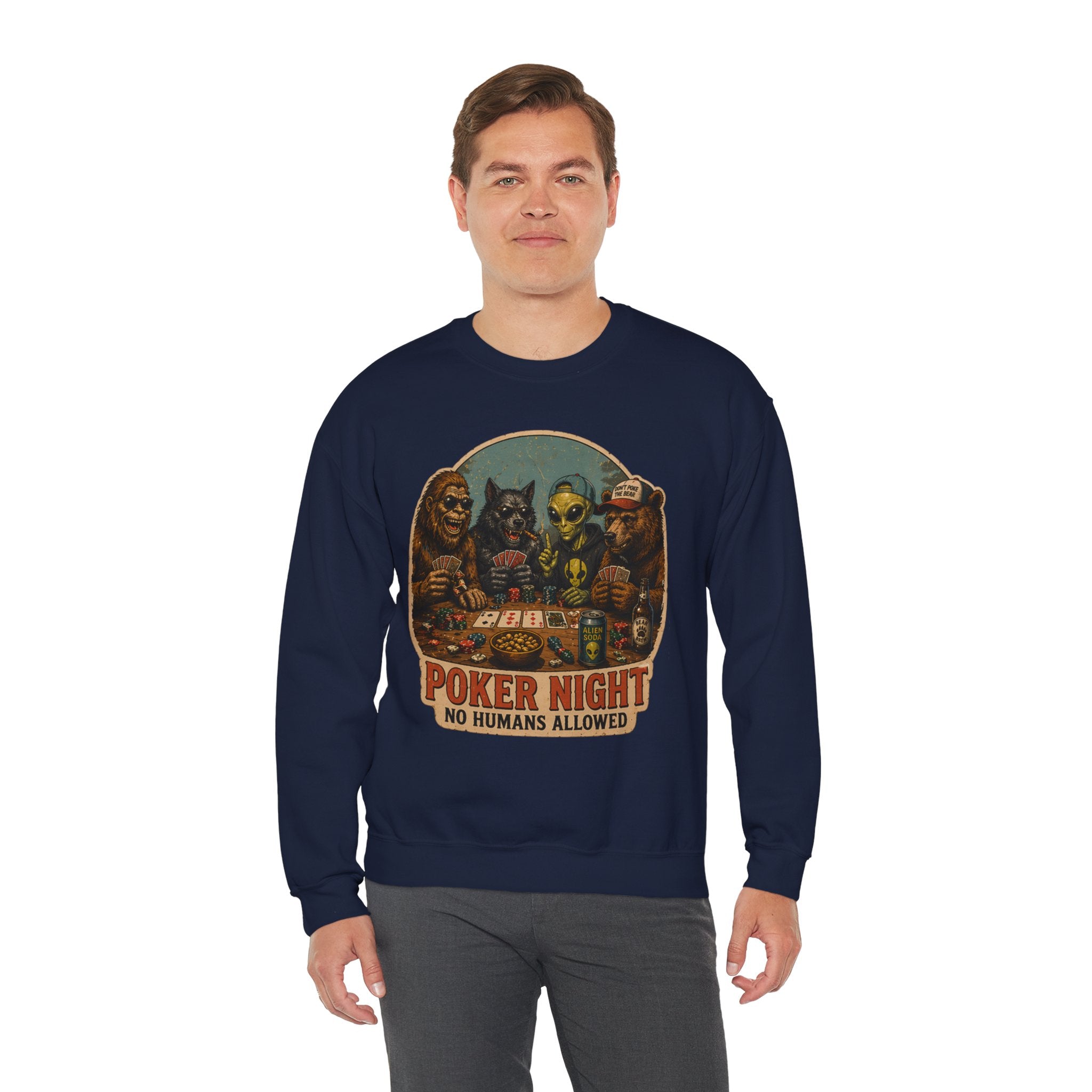 Squatchitis  Bigfoot poker Gang Crewneck Sweatshirt