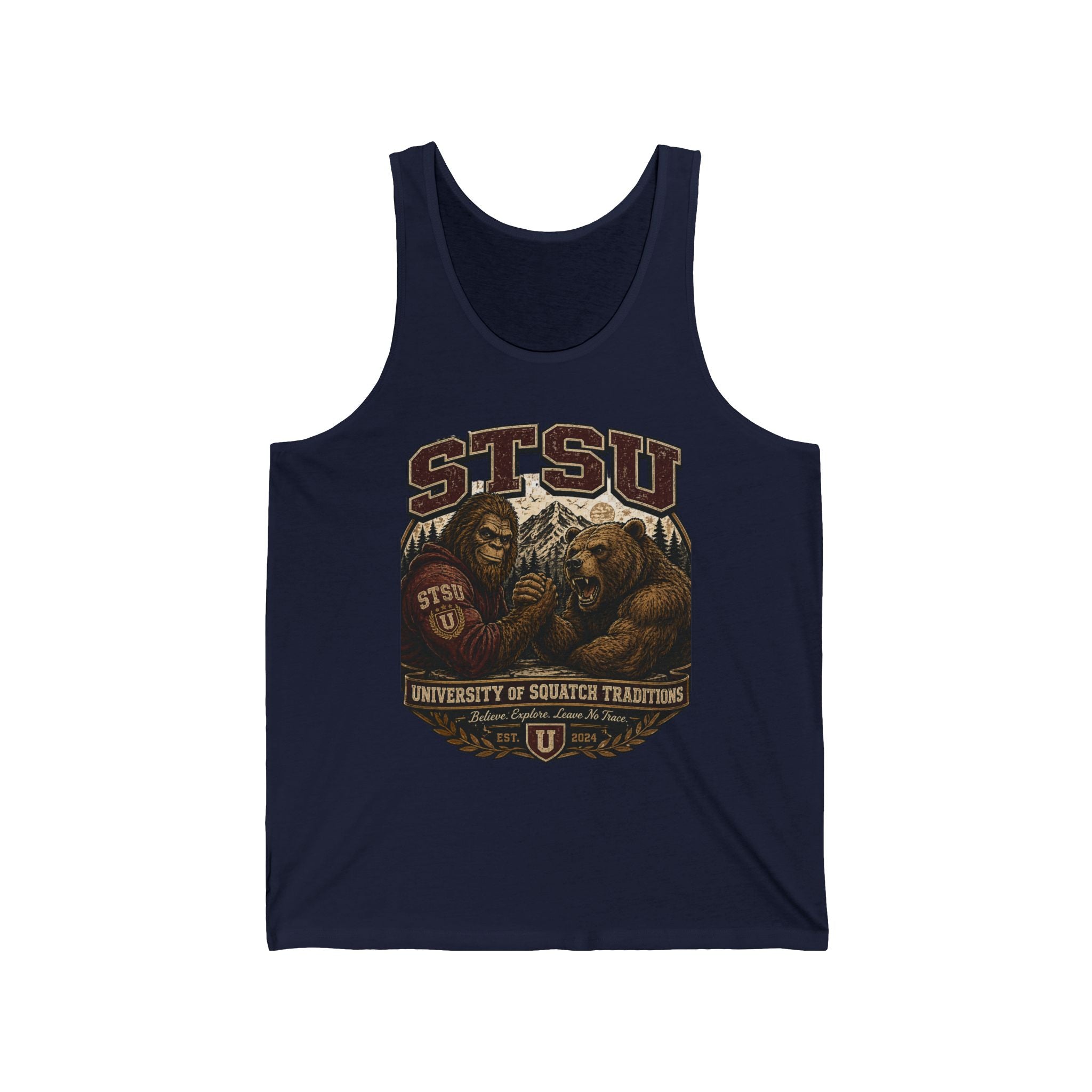 STSU Squatchitis & Bear Tank Top | Sasquatch Bigfoot Forest Humor