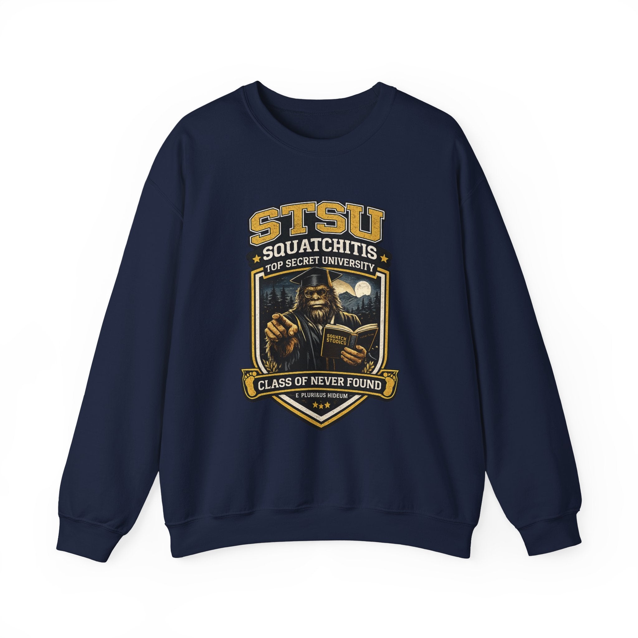 Squatchitis Top Secret University Sweatshirt | Sasquatch College Logo