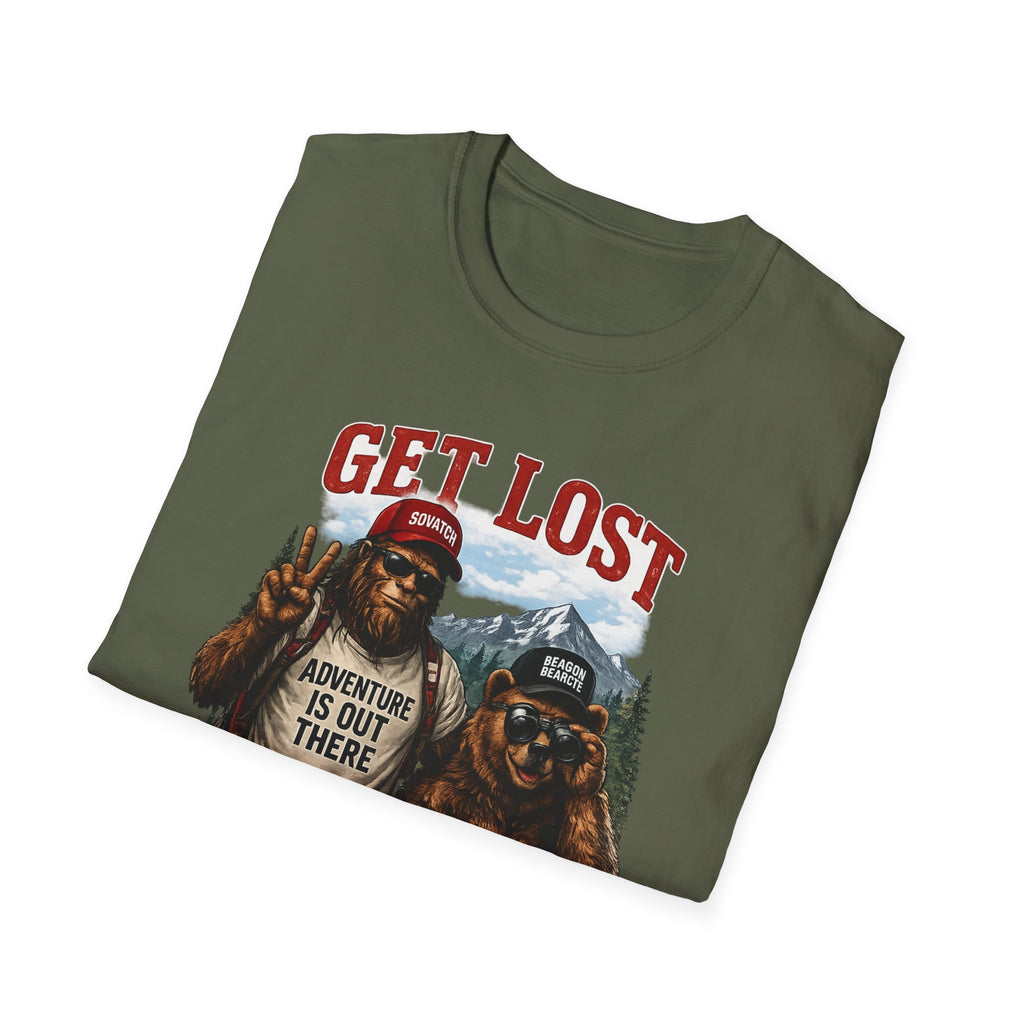 Lost in the Right Direction Bigfoot with Bear Buddy T-Shirt