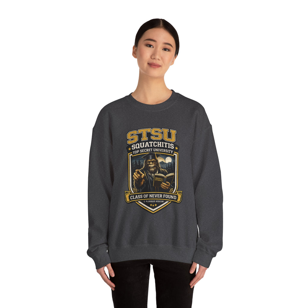Squatchitis Top Secret University Sweatshirt | Sasquatch College Logo
