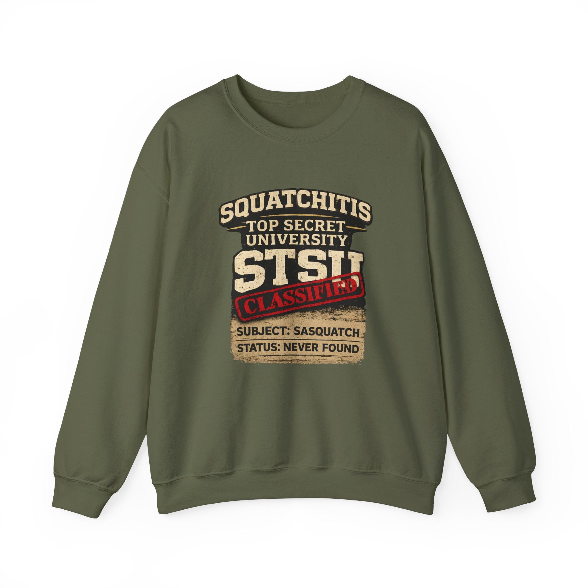 Classified Squatchitis Top Secret University Bigfoot Crewneck Sweatshirt