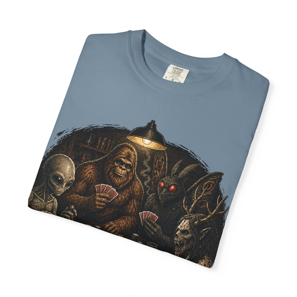 Cryptid Poker T-Shirt — Bigfoot & Legends Playing Cards