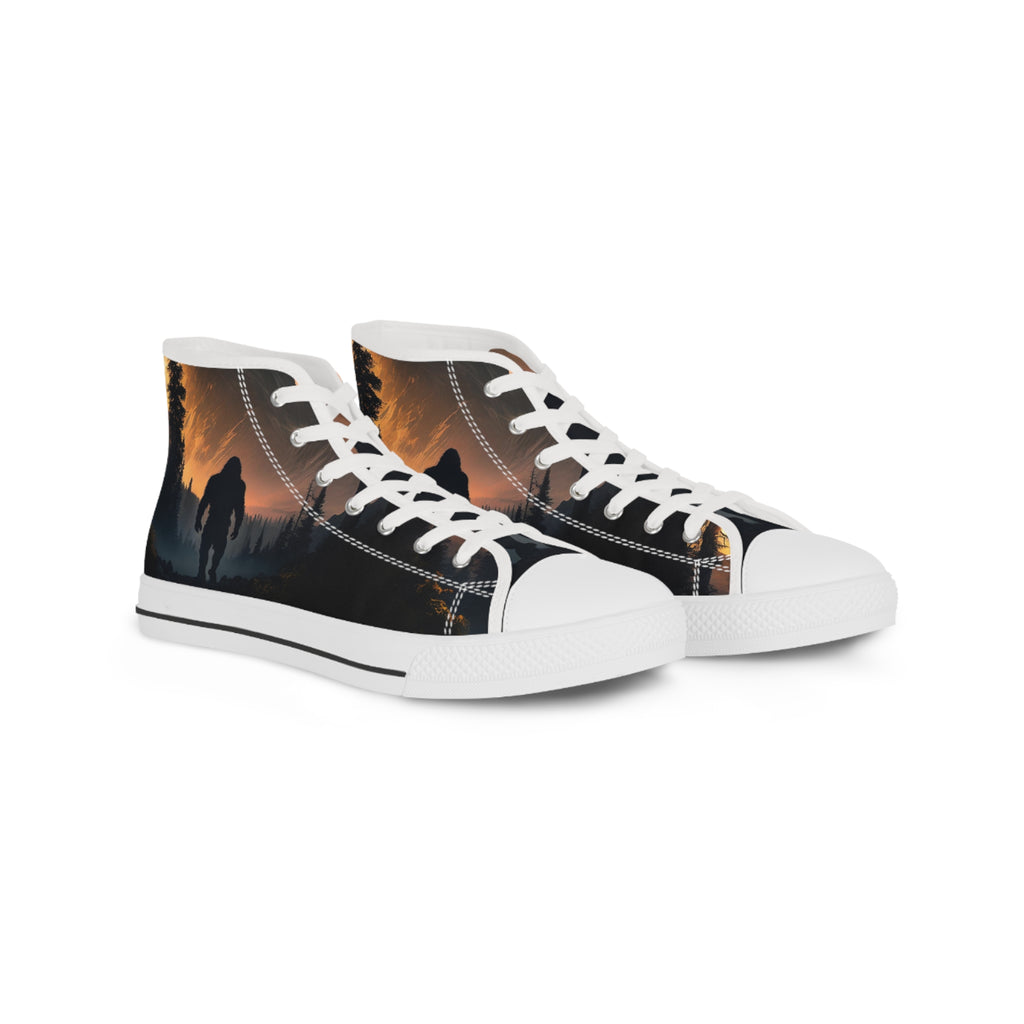 Bigfoot Sunset Mountain Sneakers High Top Sneakers | Mountain Creature Graphic