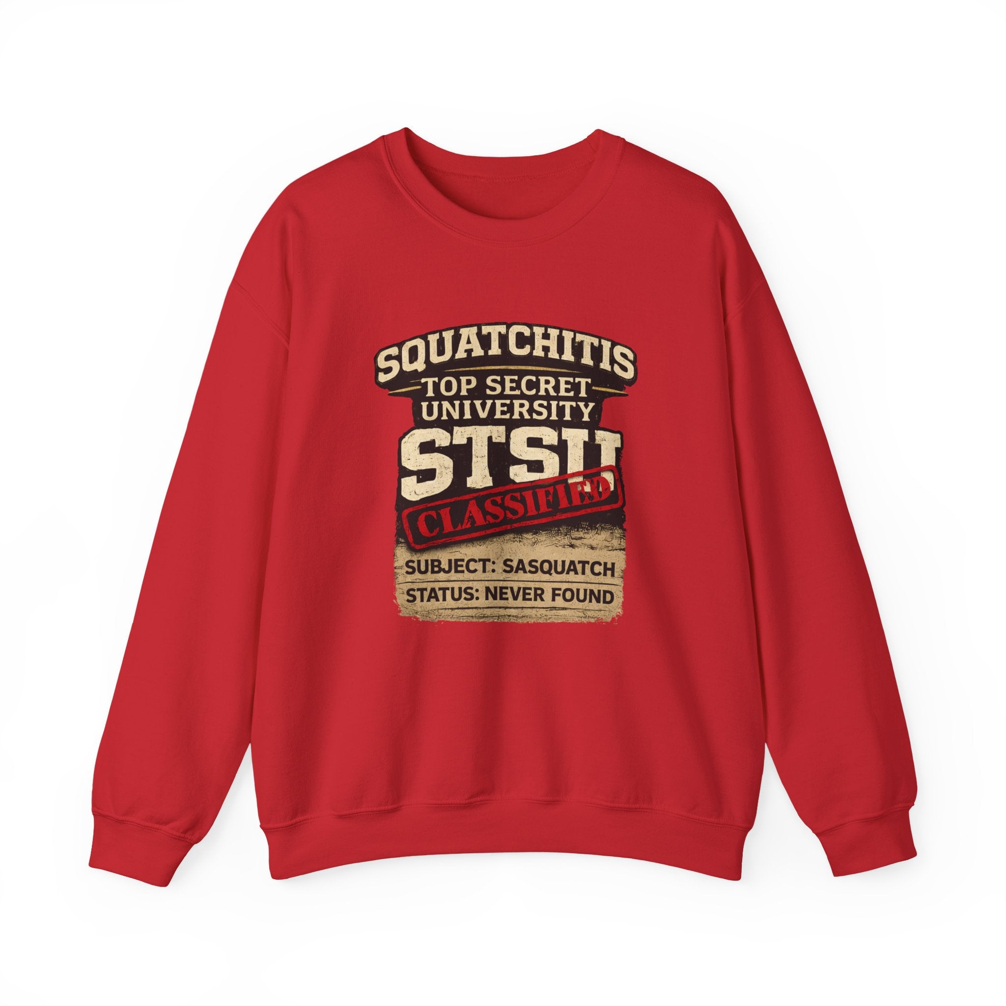 Classified Squatchitis Top Secret University Bigfoot Crewneck Sweatshirt