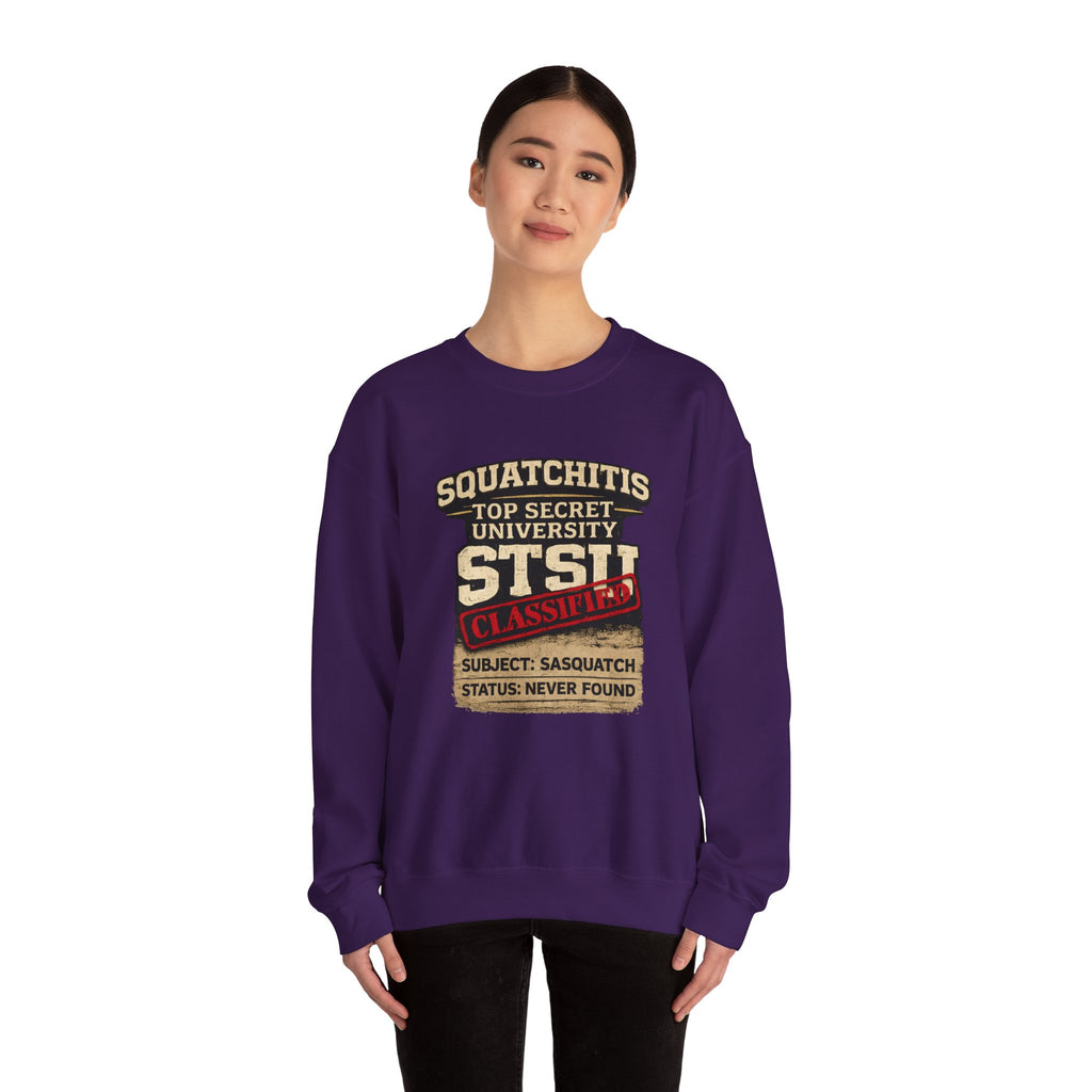 Classified Squatchitis Top Secret University Bigfoot Crewneck Sweatshirt