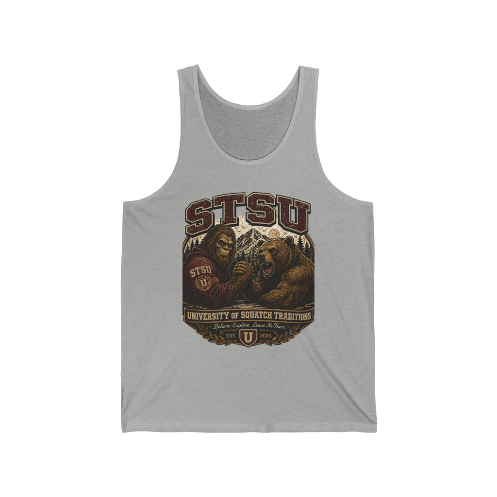 STSU Squatchitis & Bear Tank Top | Sasquatch Bigfoot Forest Humor