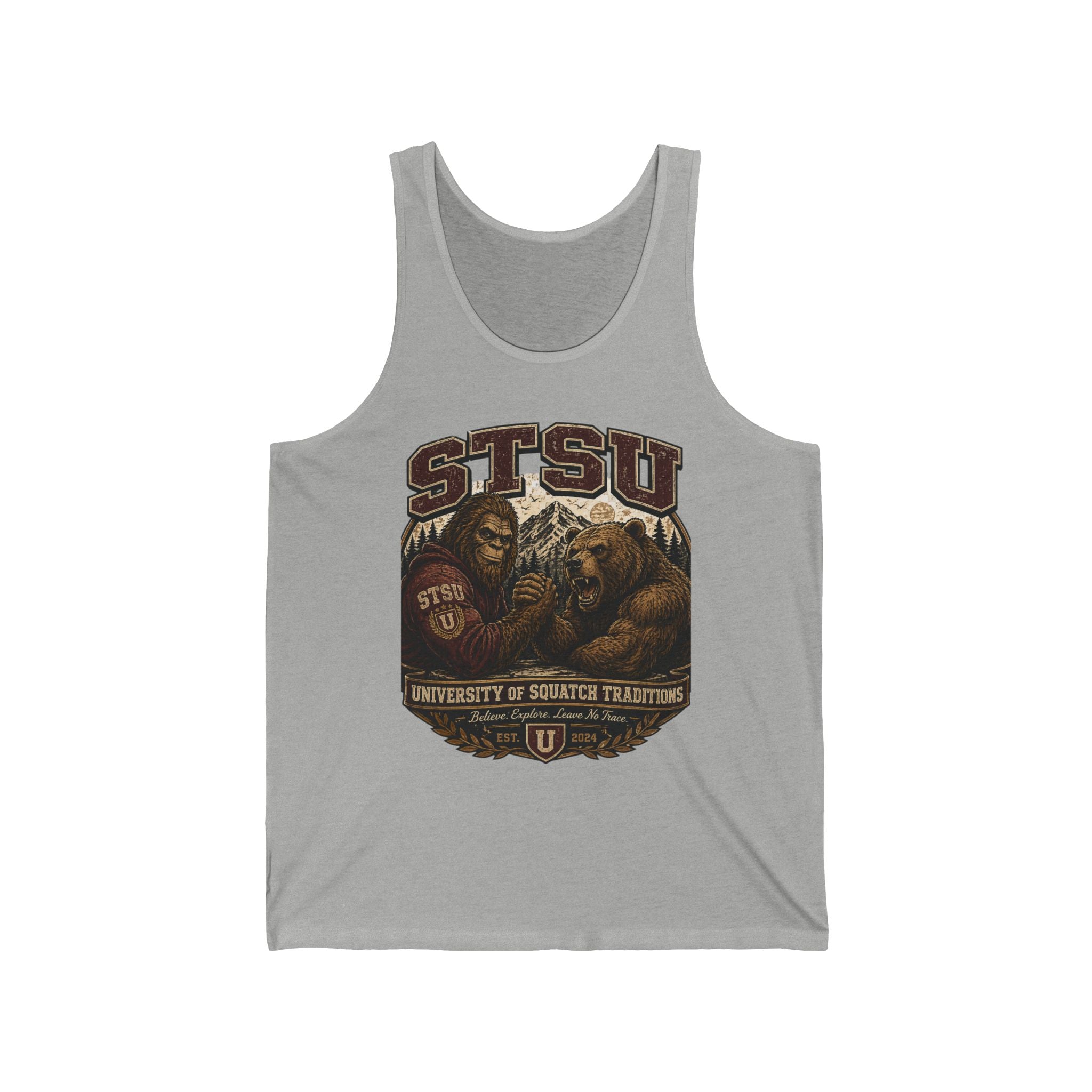 STSU Squatchitis & Bear Tank Top | Sasquatch Bigfoot Forest Humor