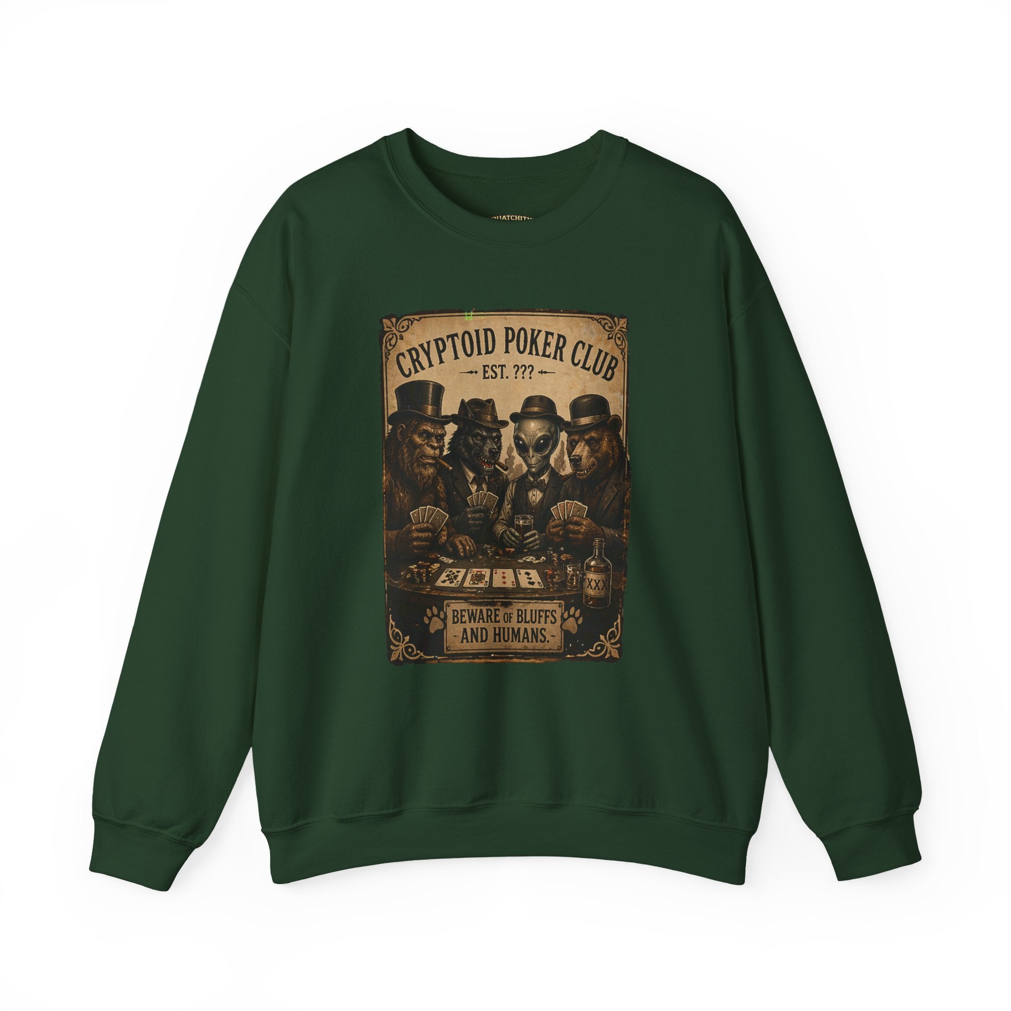 Squatchitis  Bigfoot poker Gang Crewneck Sweatshirt