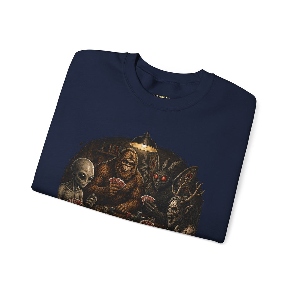 Squatchitis  Bigfoot cryptid poker Gang Crewneck Sweatshirt