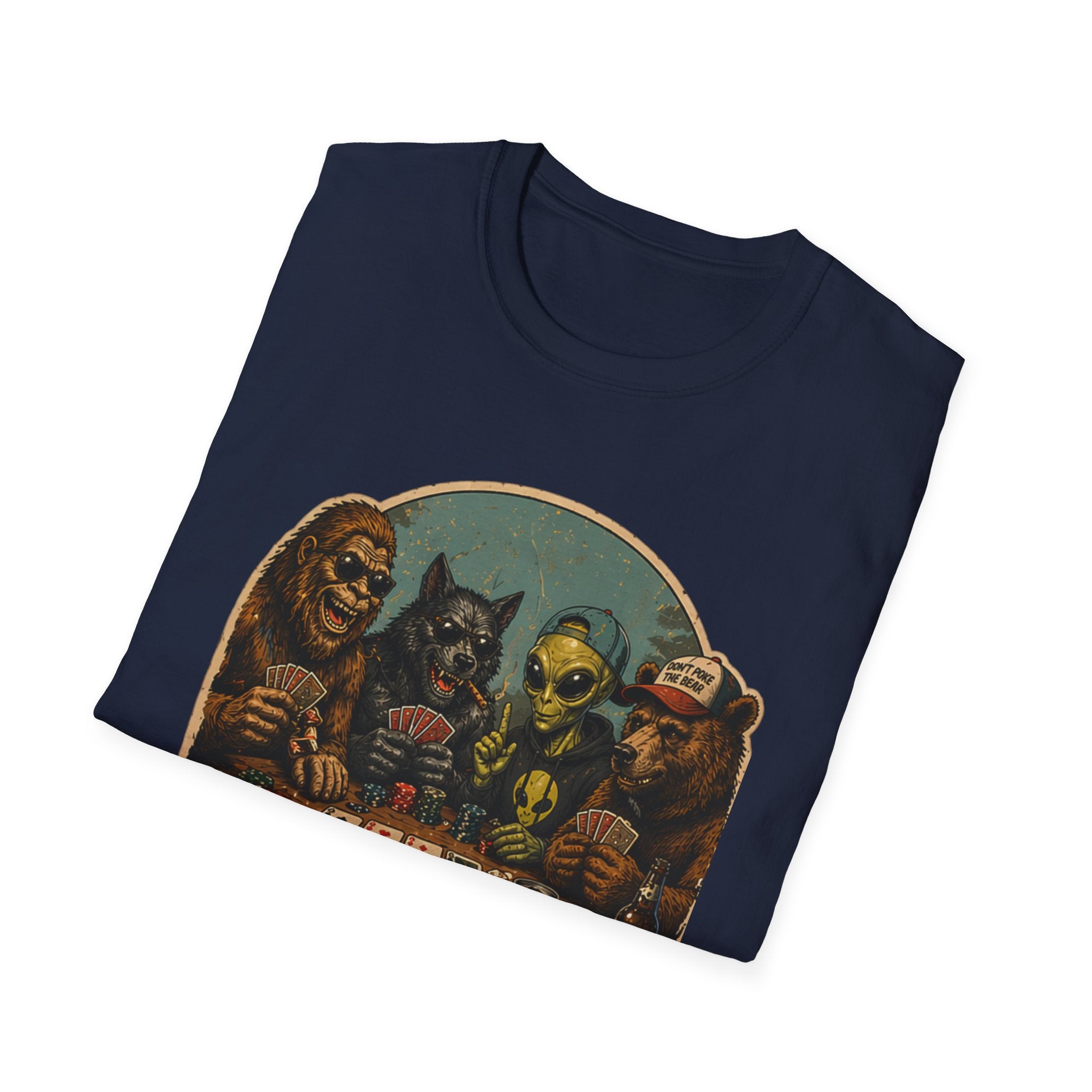 Poker Night - No Humans Allowed - Bigfoot and friends T-Shirt