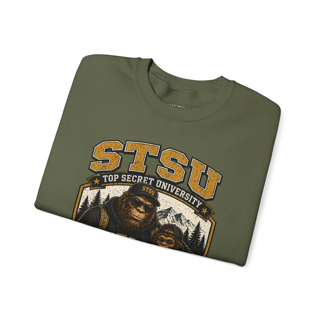 Squatchitis Top Secret University Bigfoot & son family Crewneck Sweatshirt