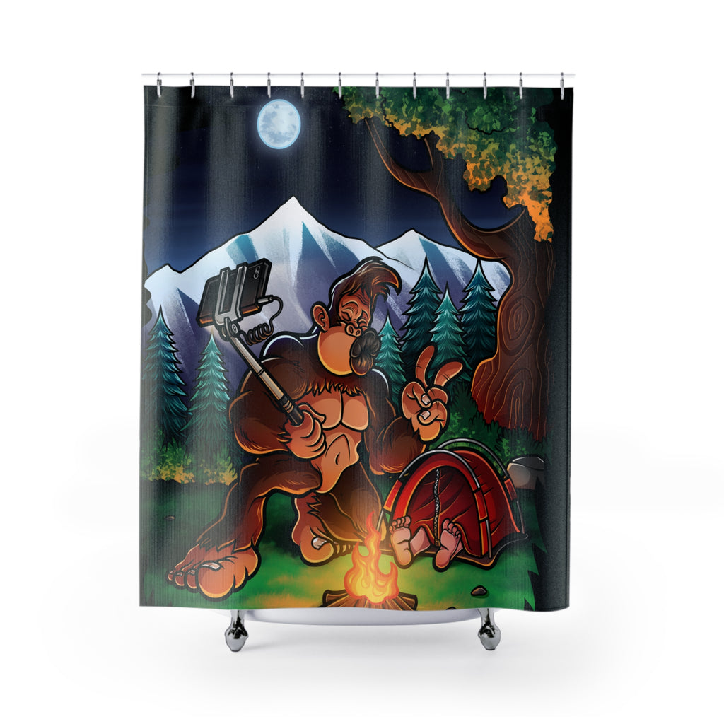 Bigfoot Selfie Shower Curtain