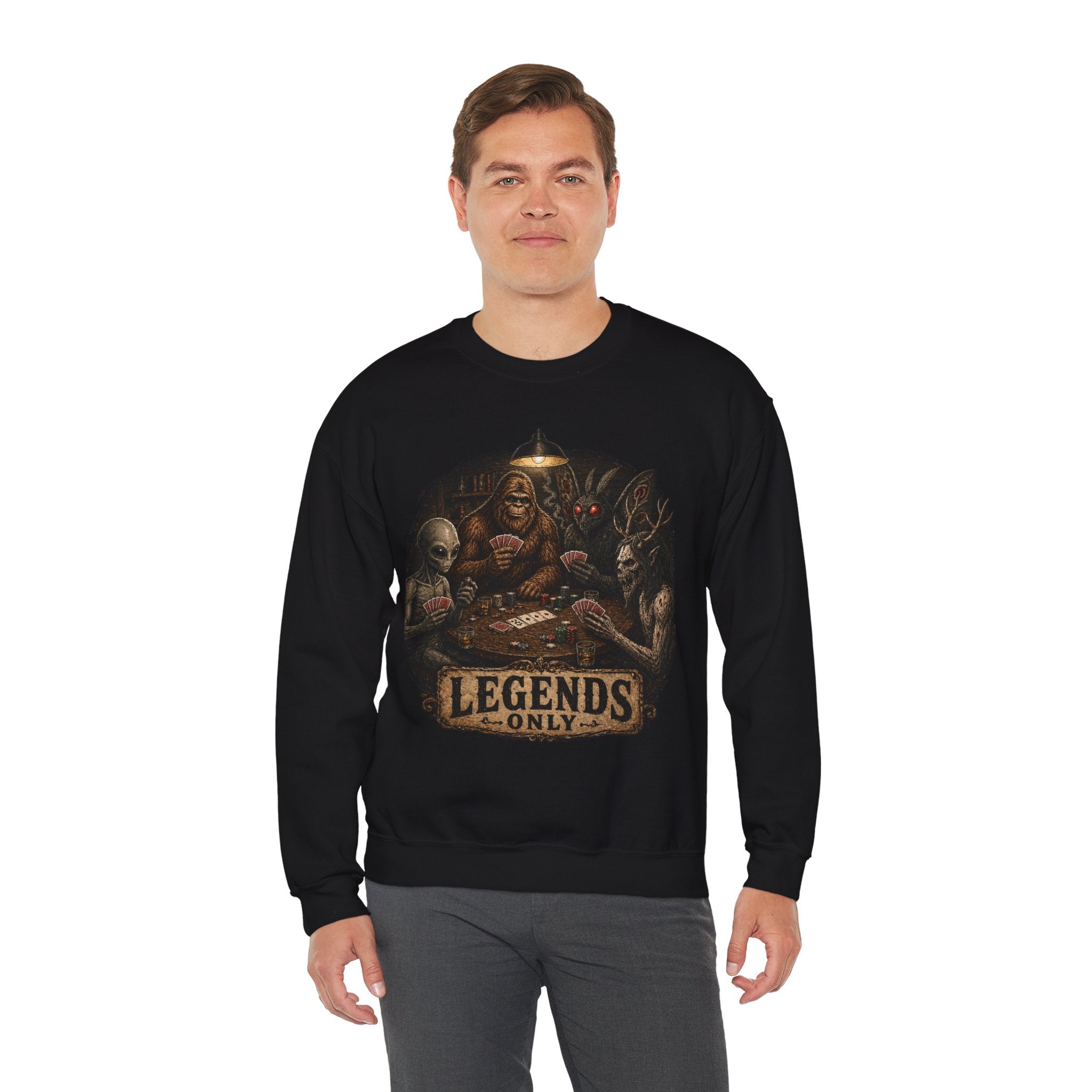 Squatchitis  Bigfoot cryptid poker Gang Crewneck Sweatshirt
