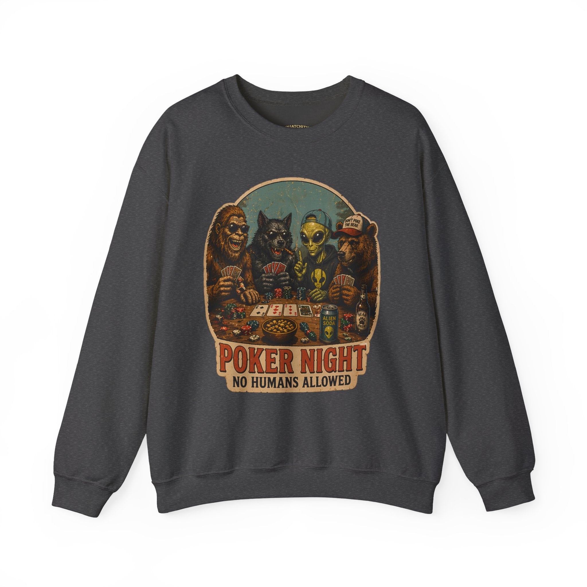 Squatchitis  Bigfoot poker Gang Crewneck Sweatshirt