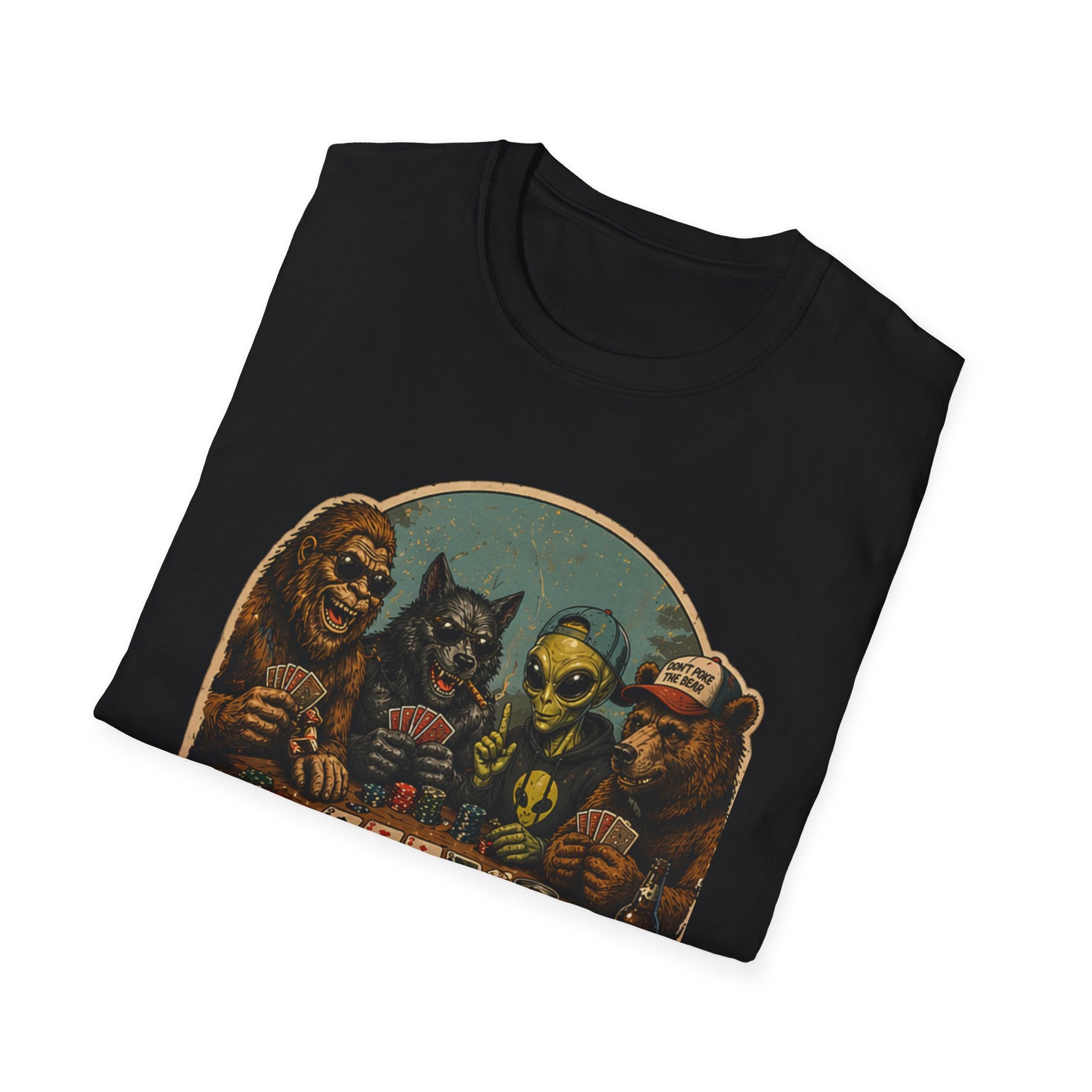 Poker Night - No Humans Allowed - Bigfoot and friends T-Shirt
