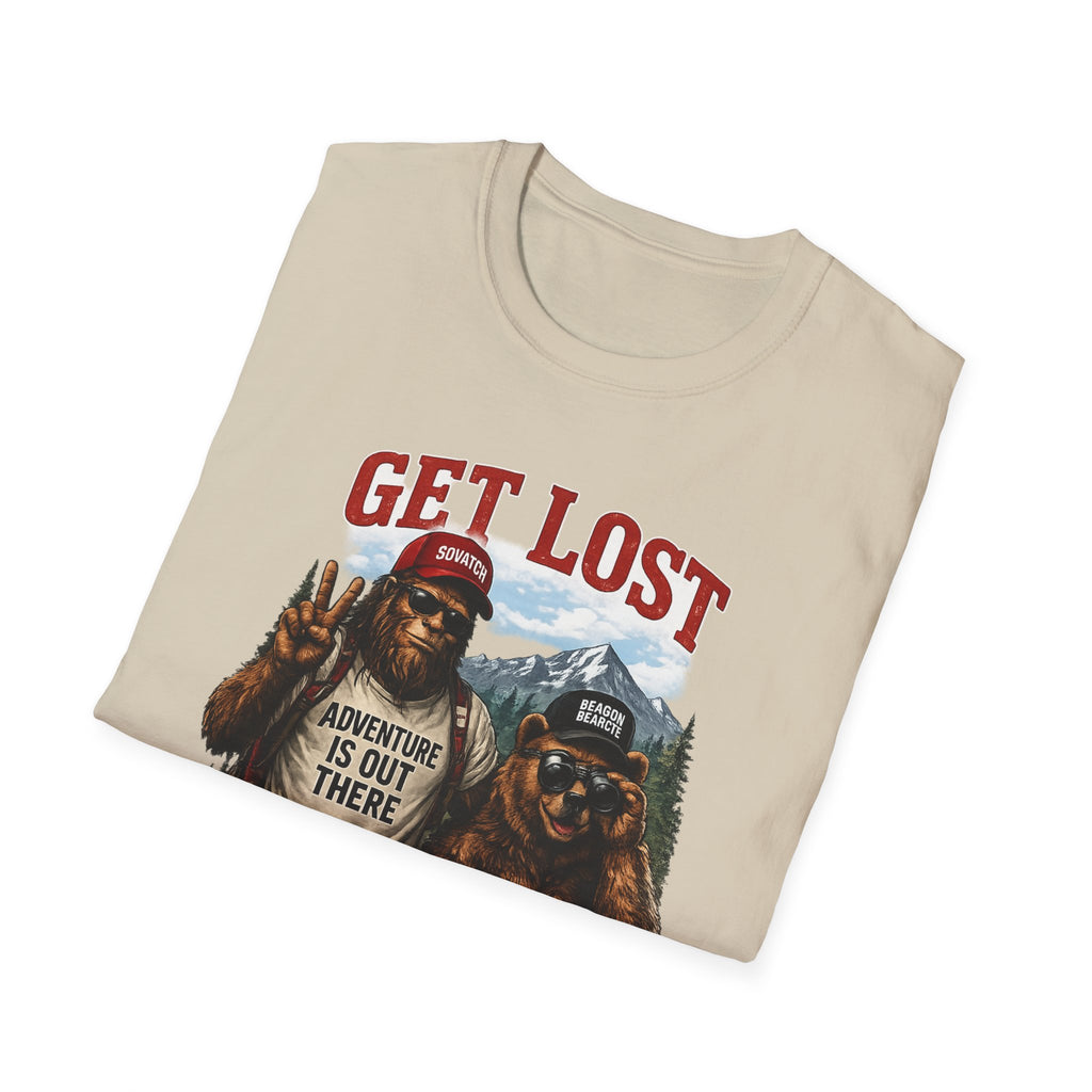Lost in the Right Direction Bigfoot with Bear Buddy T-Shirt