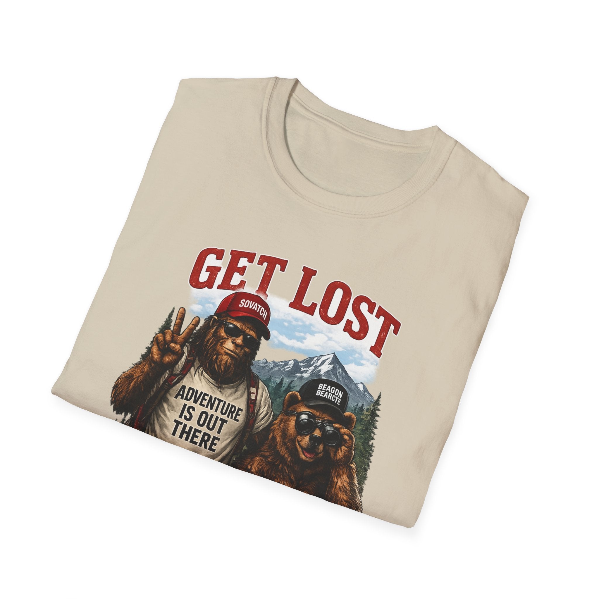 Lost in the Right Direction Bigfoot with Bear Buddy T-Shirt