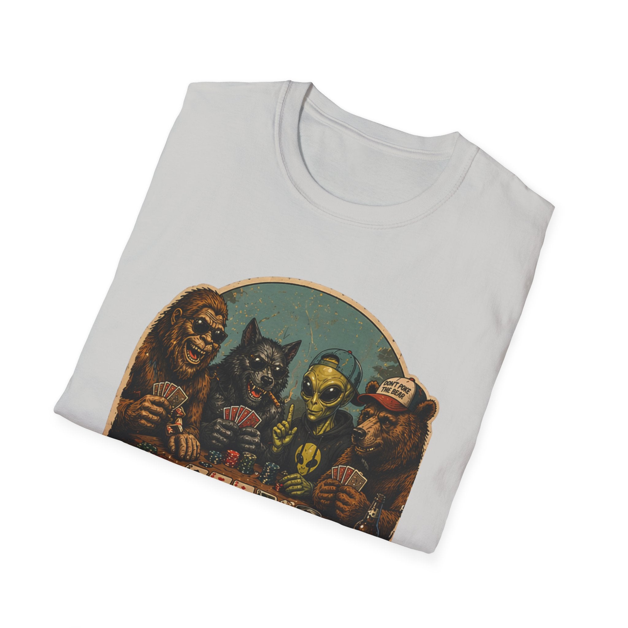 Poker Night - No Humans Allowed - Bigfoot and friends T-Shirt