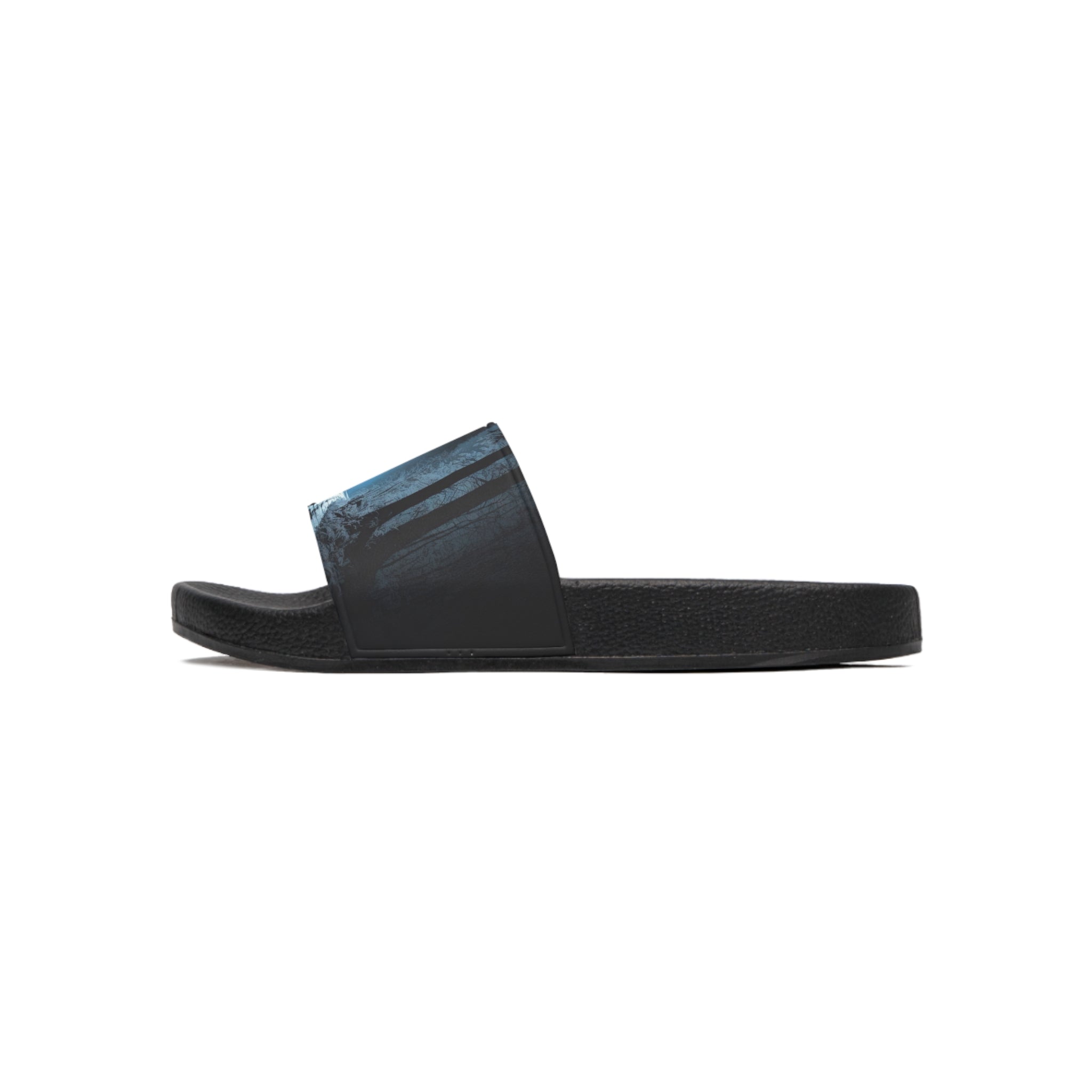 Bigfoot Moonlight Walk Men's Slide Sandals | Sasquatch Woodland Silhouette