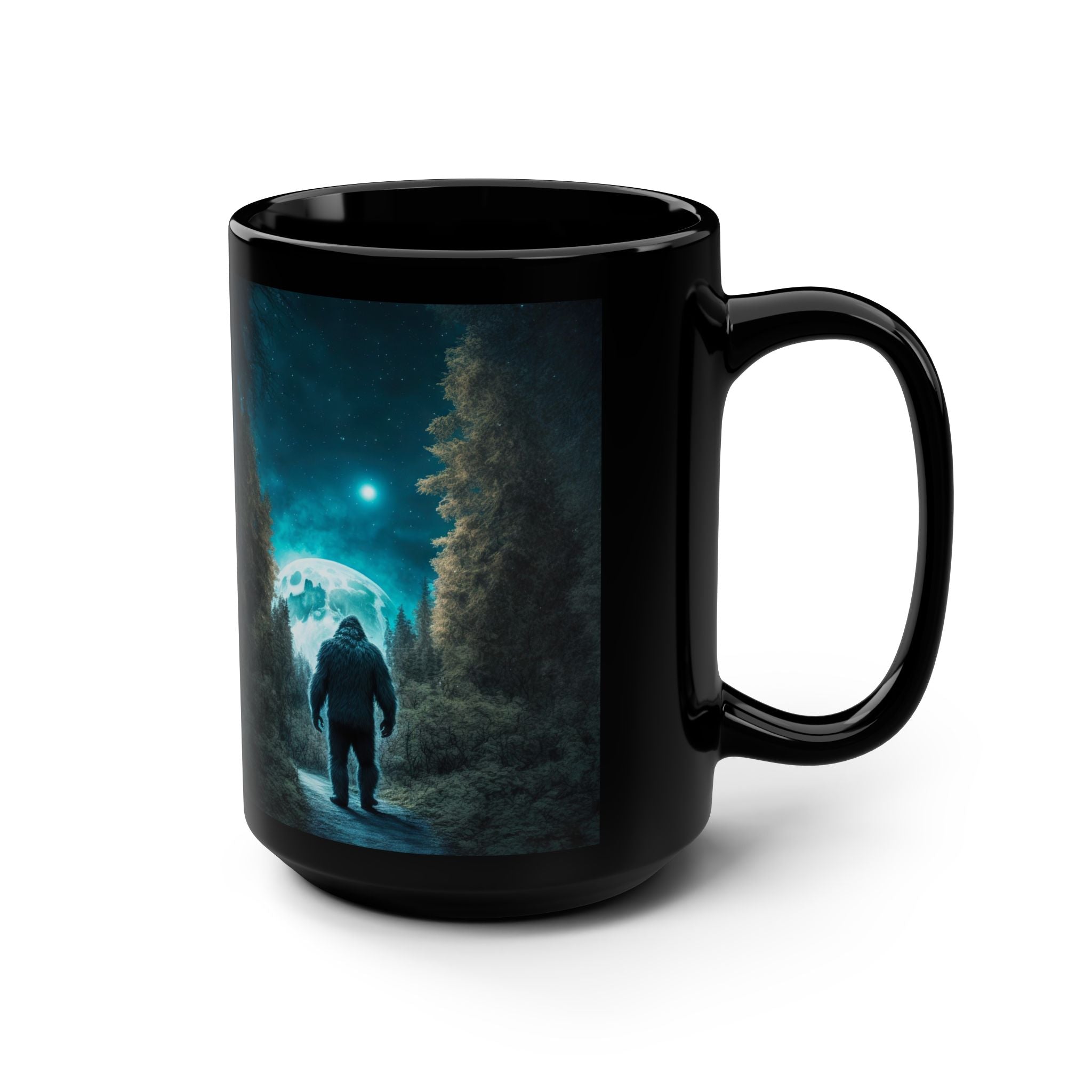 Bigfoot Moonlite Forest Mug | 15oz Black Ceramic