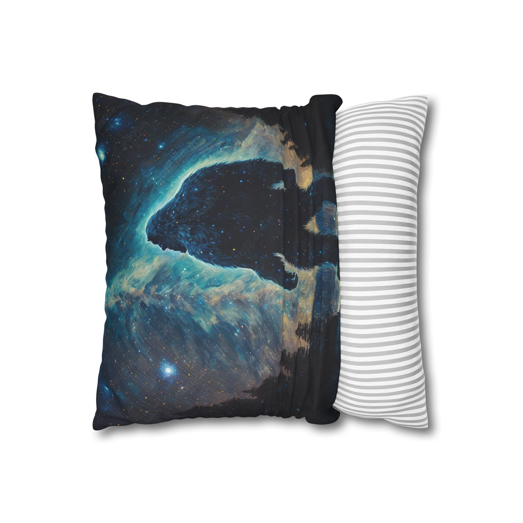 Bigfoot Moonlight Faux Suede Square Pillowcase — Glowing Stars & Moon Design