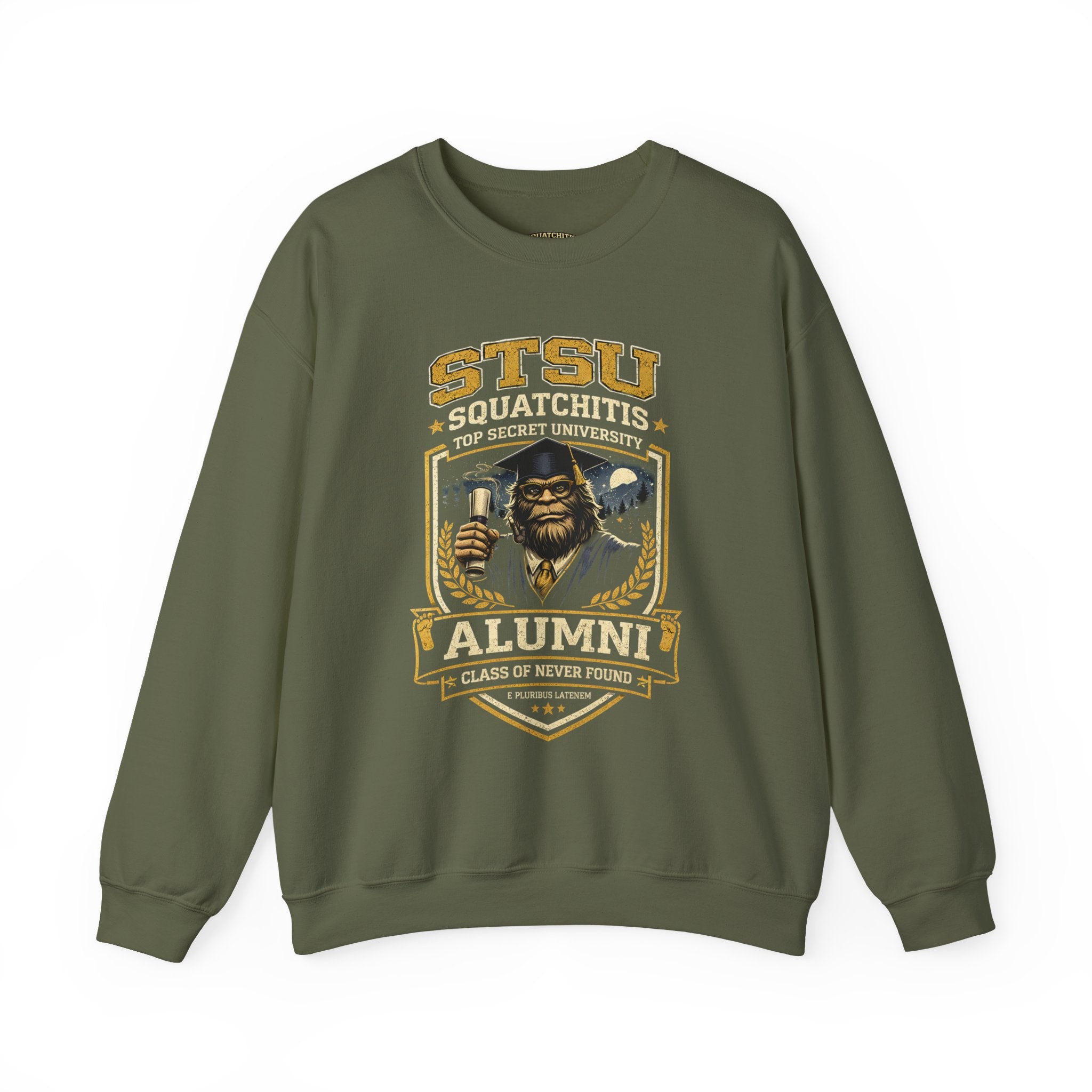 Squatchitis Top Secret University Bigfoot Crewneck Sweatshirt