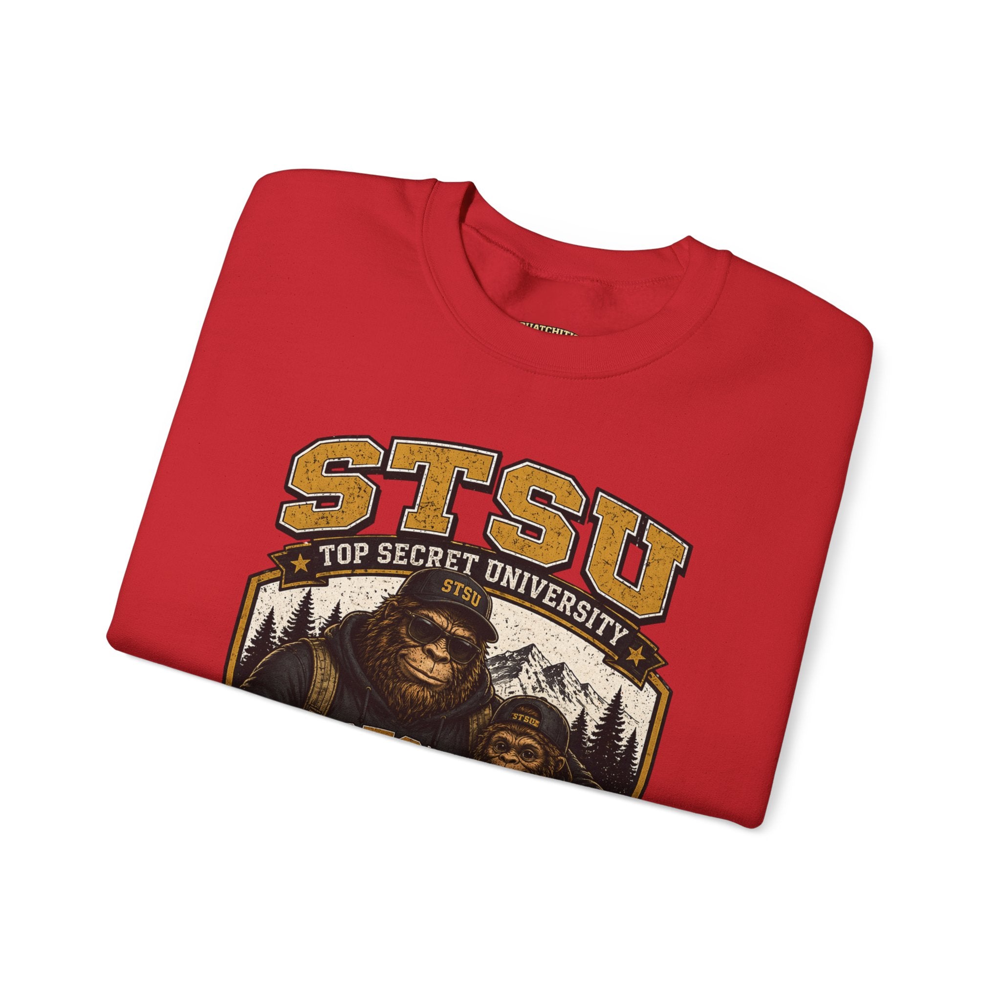 Squatchitis Top Secret University Bigfoot & son family Crewneck Sweatshirt