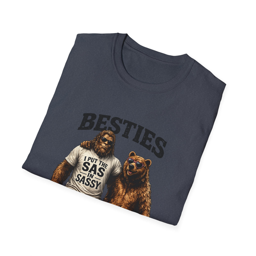 Bigfoot and Bear Besties T-Shirt | Funny Sasquatch Bear Friendship