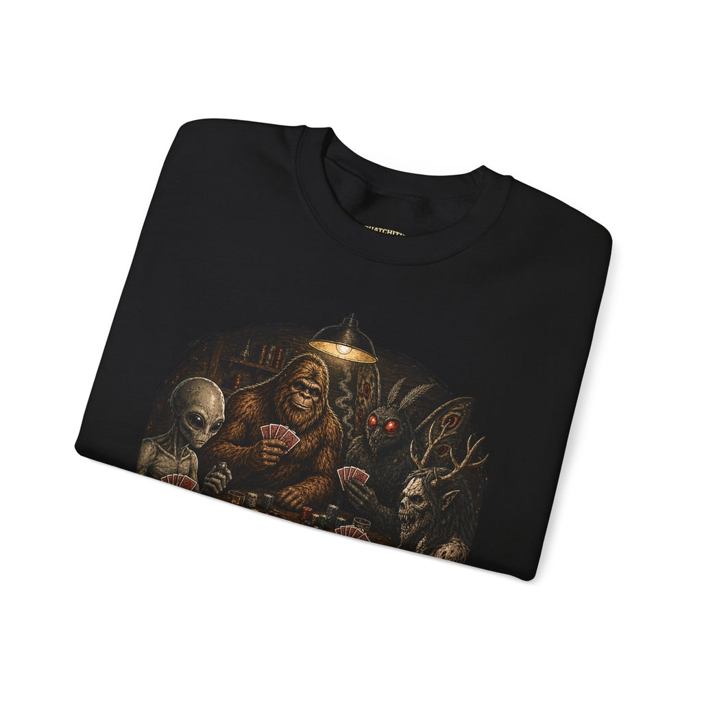 Squatchitis  Bigfoot cryptid poker Gang Crewneck Sweatshirt