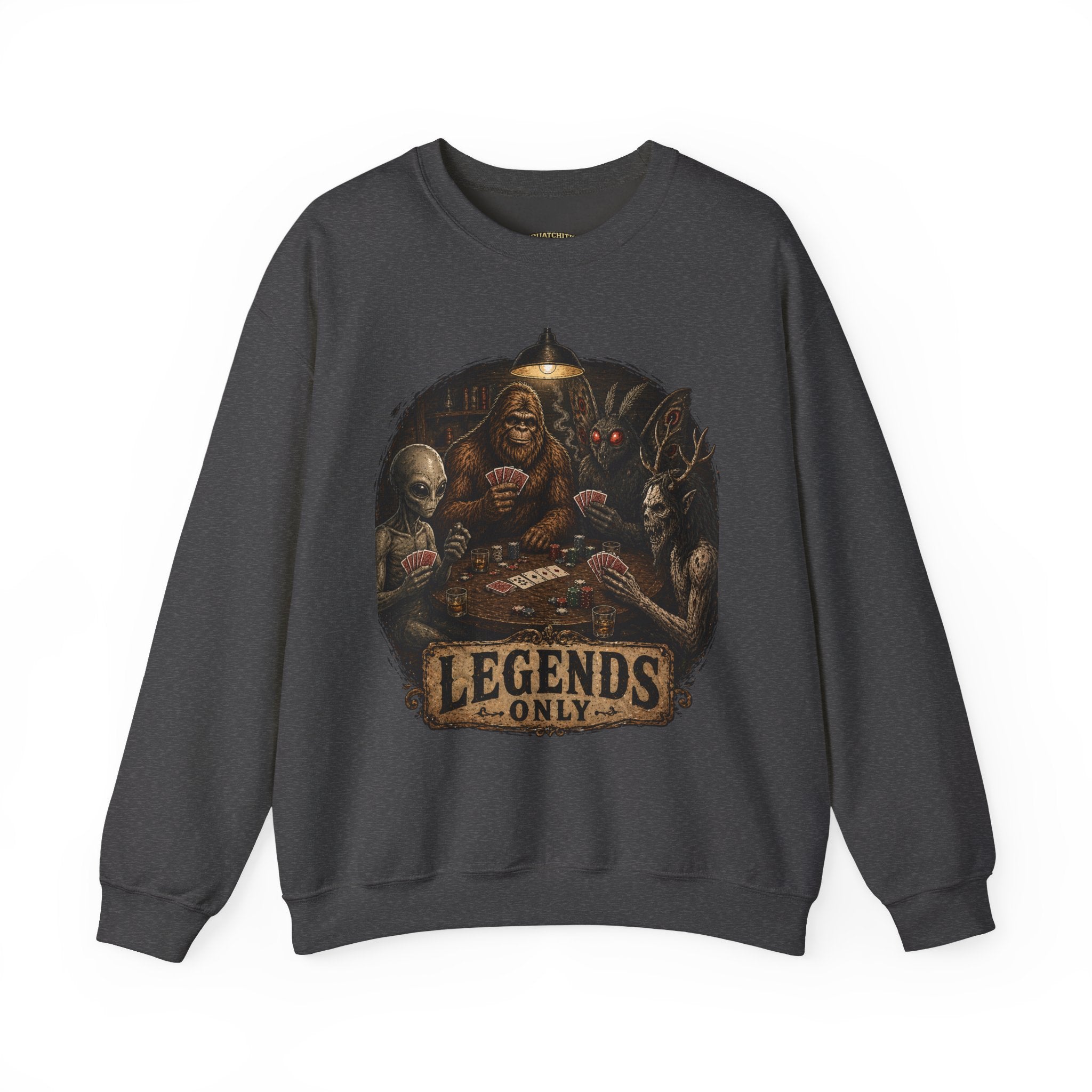 Squatchitis  Bigfoot cryptid poker Gang Crewneck Sweatshirt