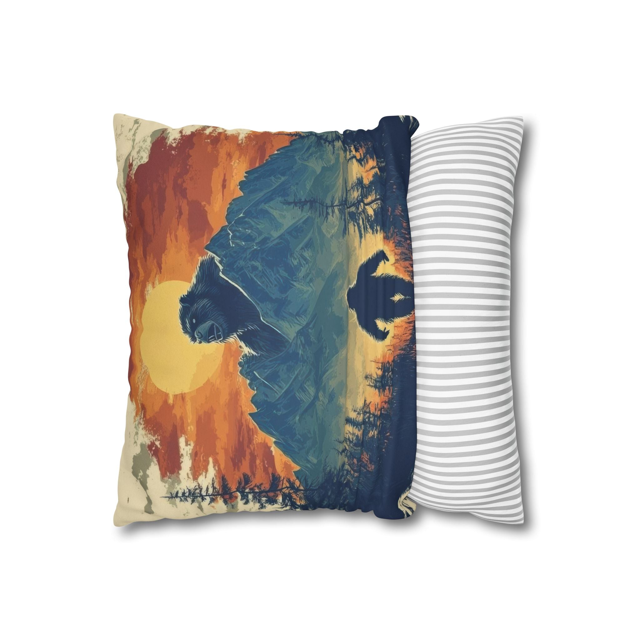 Bigfoot Mountain Faux Suede Square Pillowcase